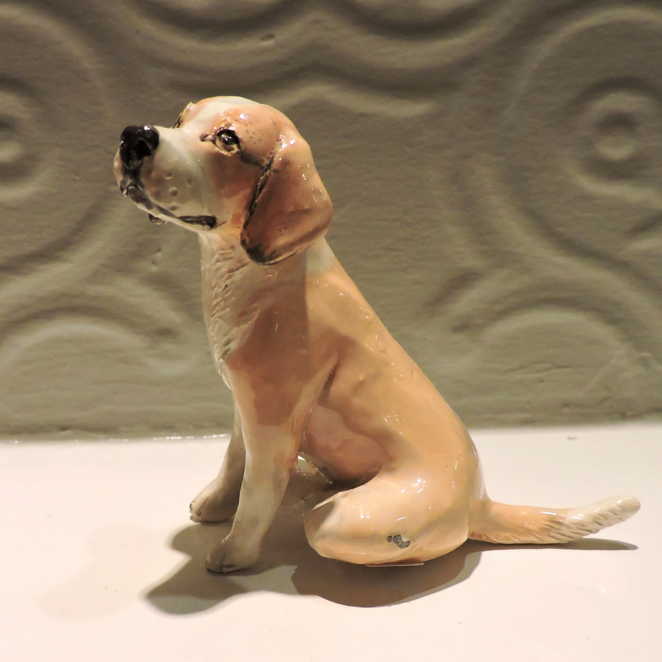 Ceramic Beagle dog sculpture