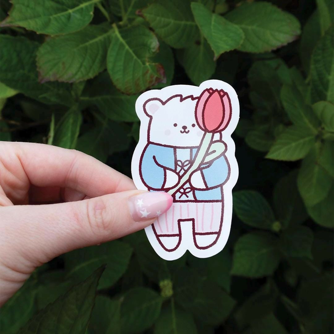 Tulip Bear Die Cut Sticker