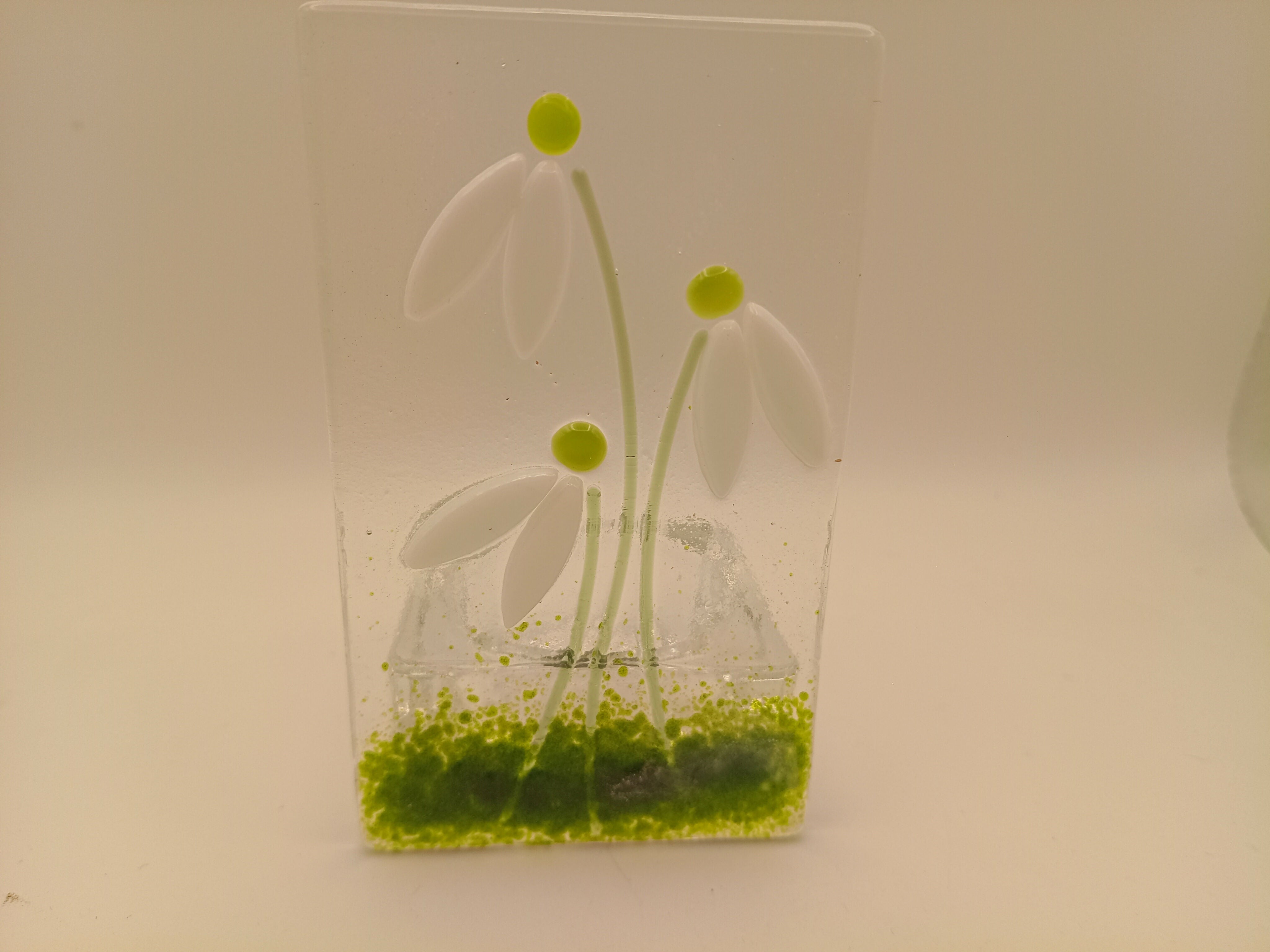 Fused Glass Snowdrop Tealight