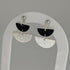 Geometric Black and Silver Half Moon Earrings on Silver Plated Ball Stud