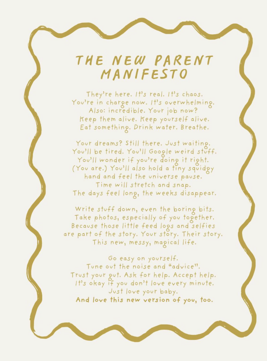 New Parent + Baby Manifesto Card