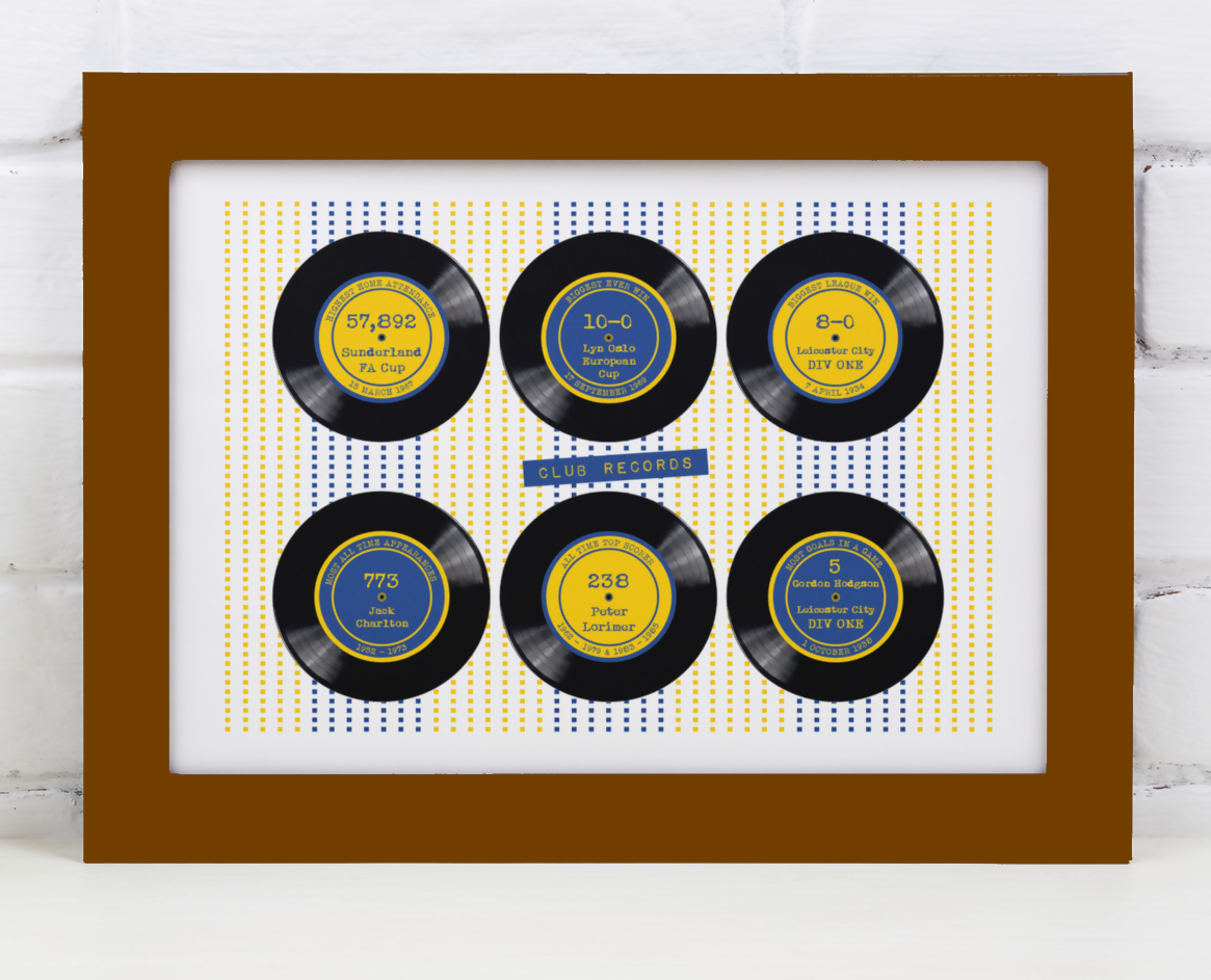 Leeds Utd Art Print CLUB RECORDS Design