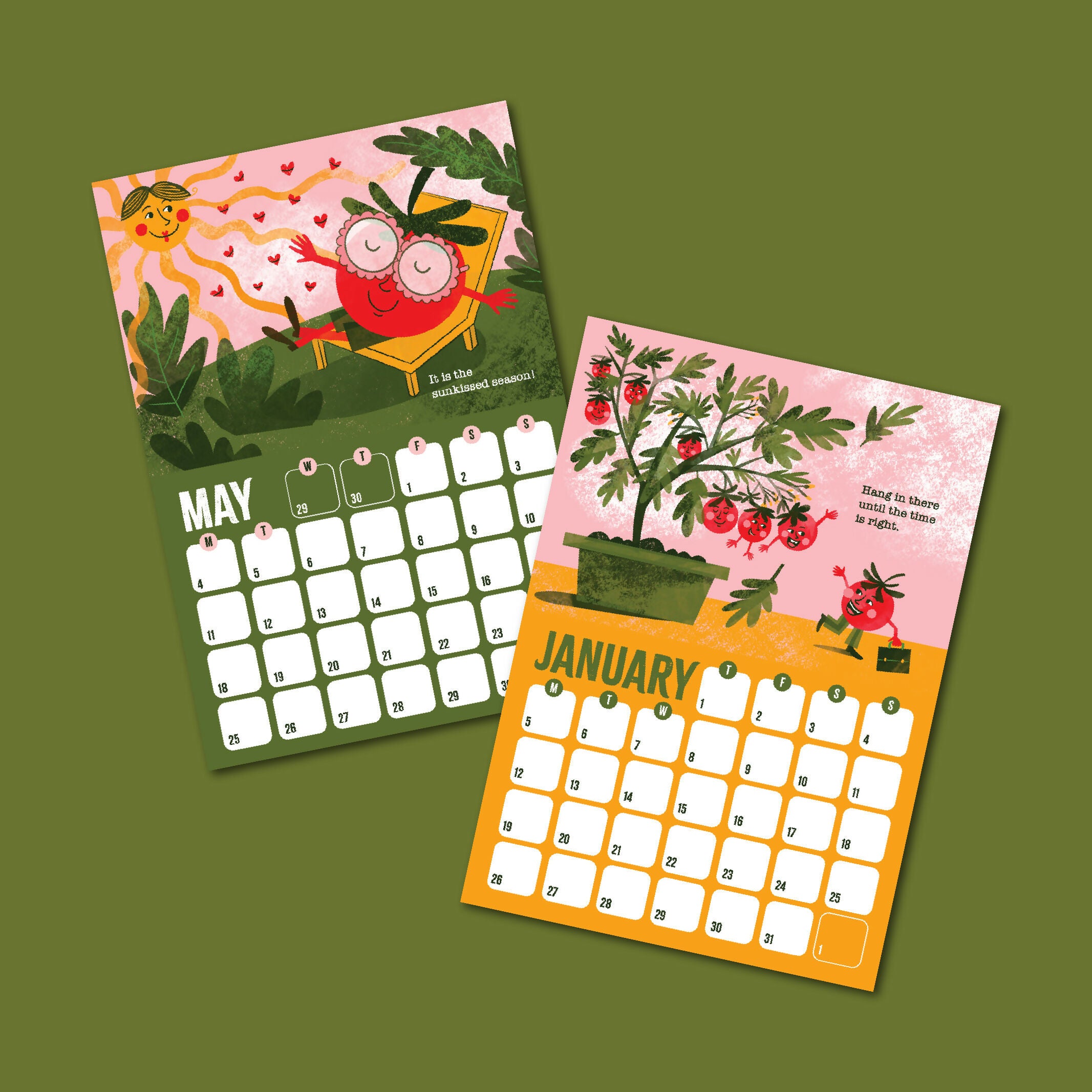 Funny Pomodoro Tomato Calendar for Year 2026 with Fun Facts