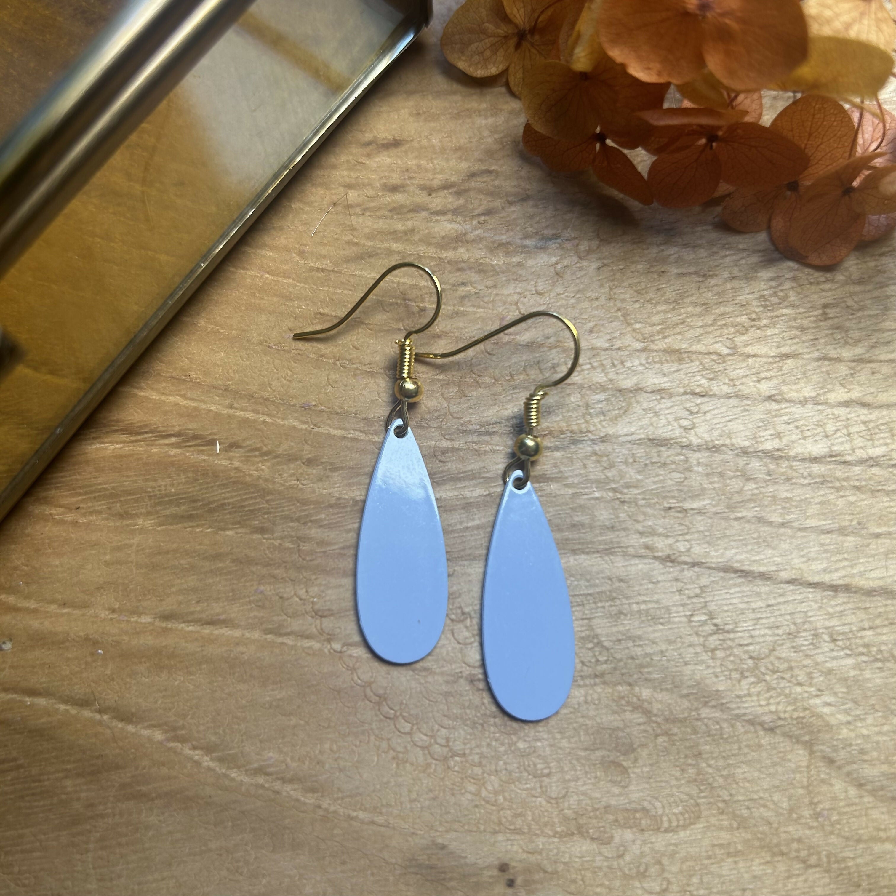Lovely Grey Tear Drop Earrings