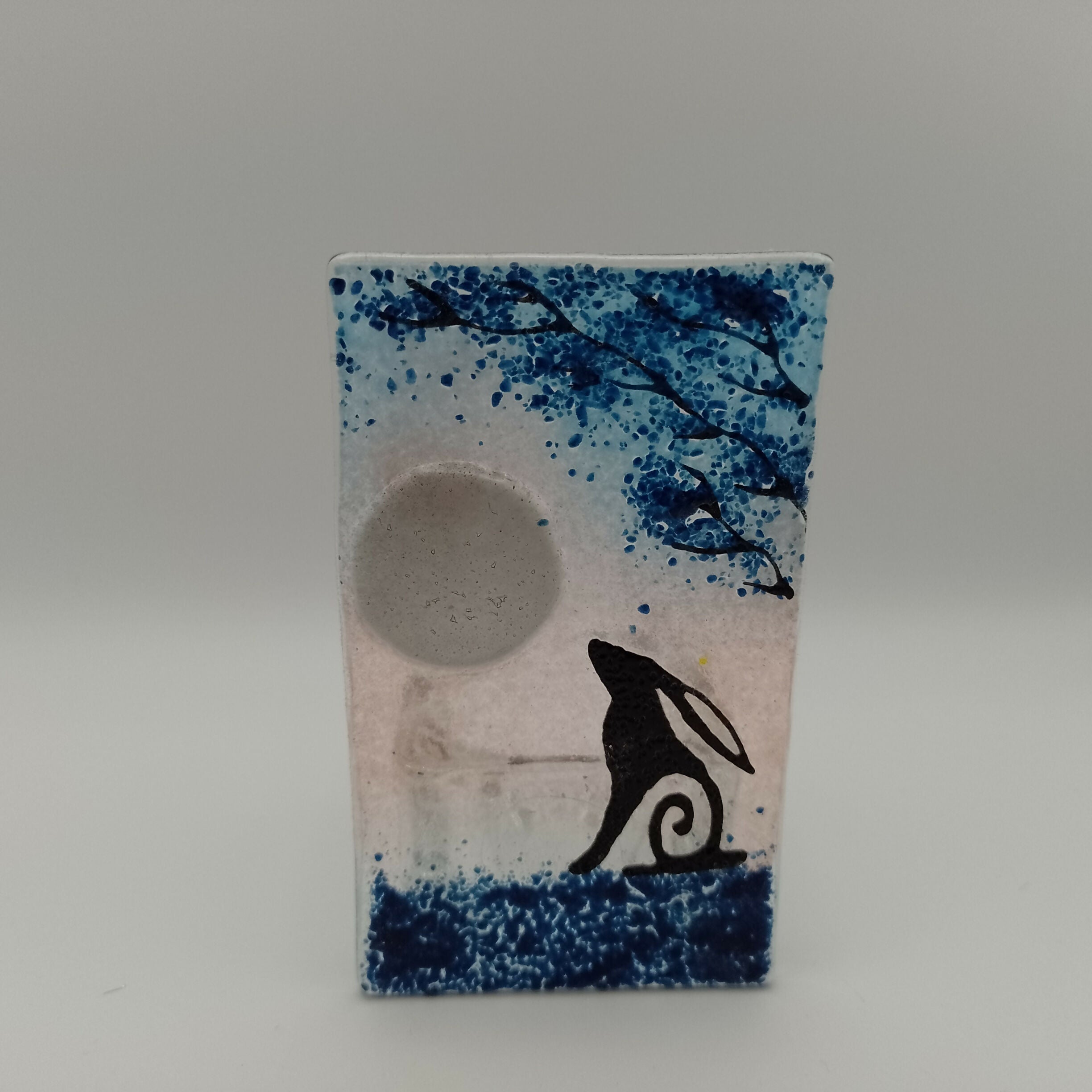 Fused Glass Silhouette Moon Gazing Hare