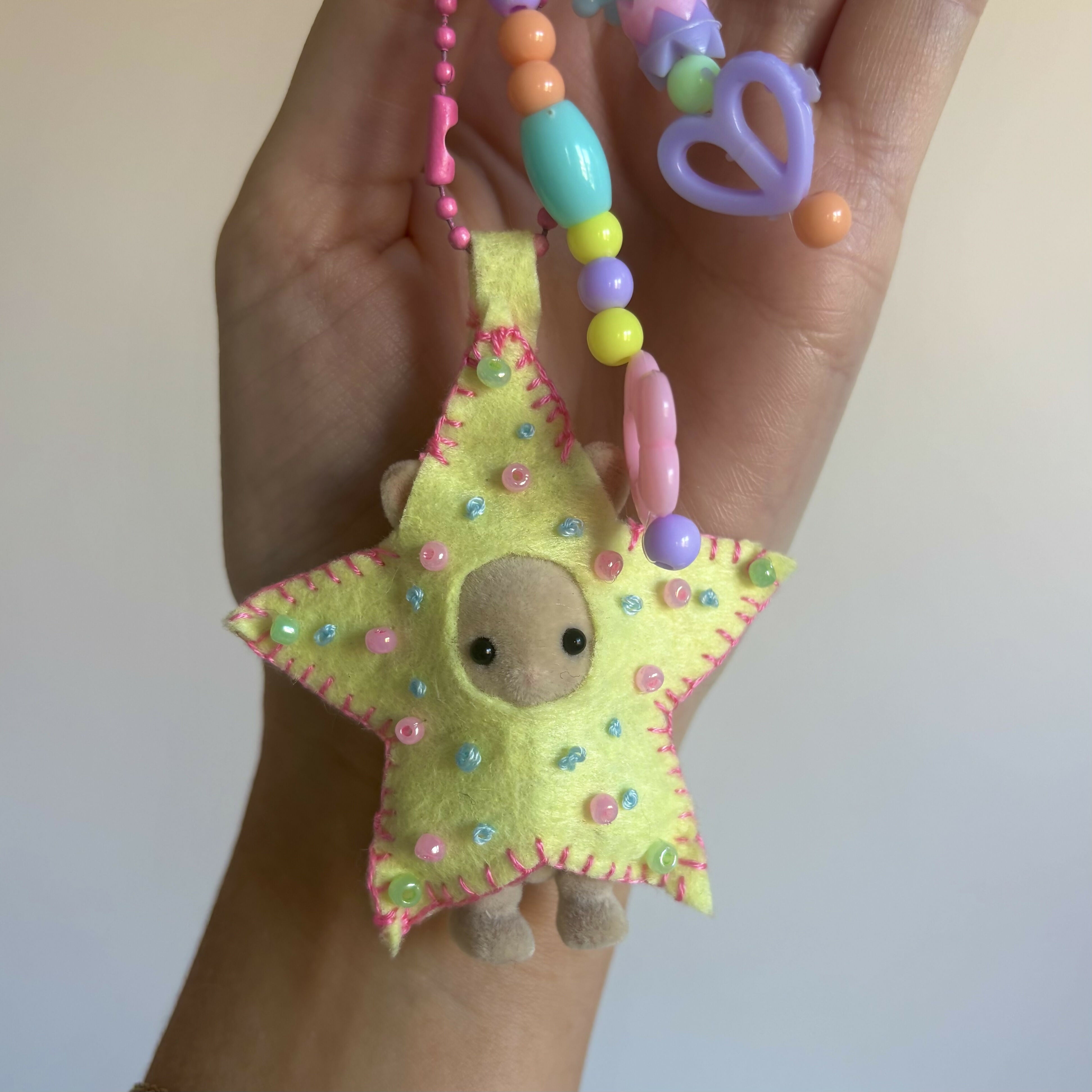 Star Bunny Felt Keyring