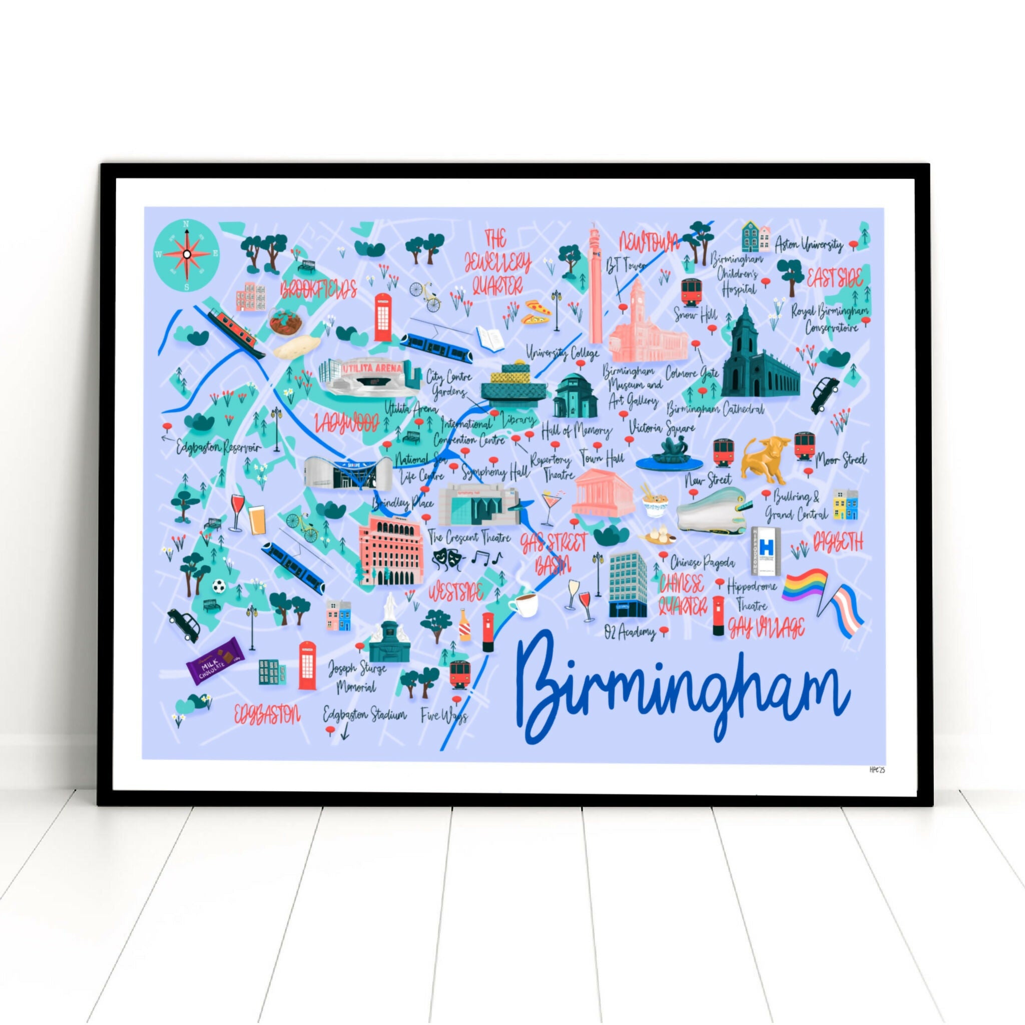 Birmingham Map Art Print