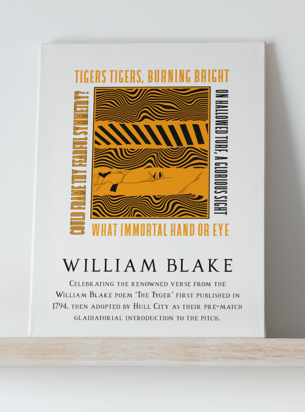 Hull City Art Print TIGERS TIGERS LYRICS Design in White