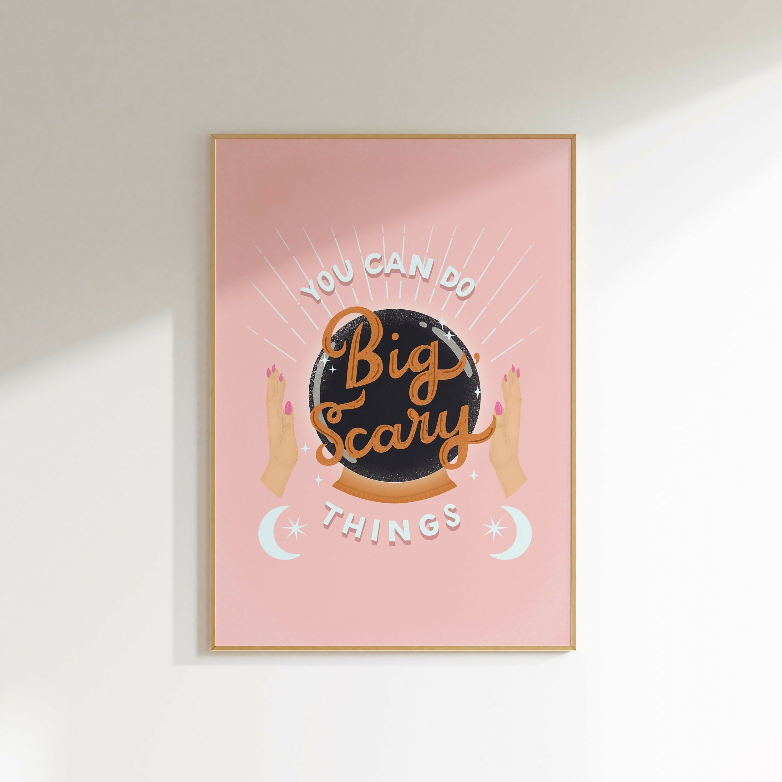 Crystal Ball Art Print: Positive Affirmation, Pink Wall Decor (A4)