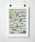 Yorkshire Landmarks A4 Print Green