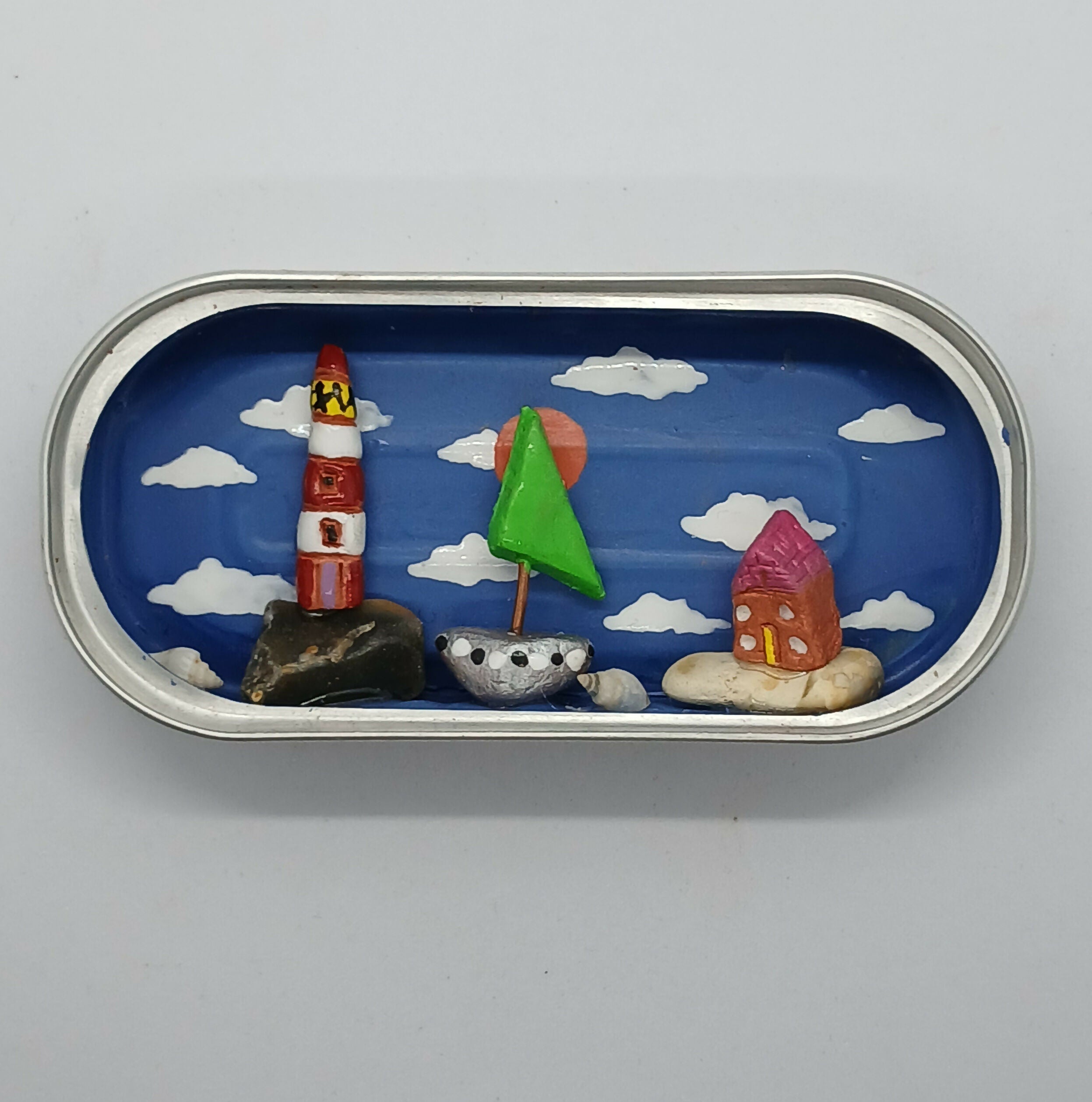 Mini Coastal Scene Diorama Tin