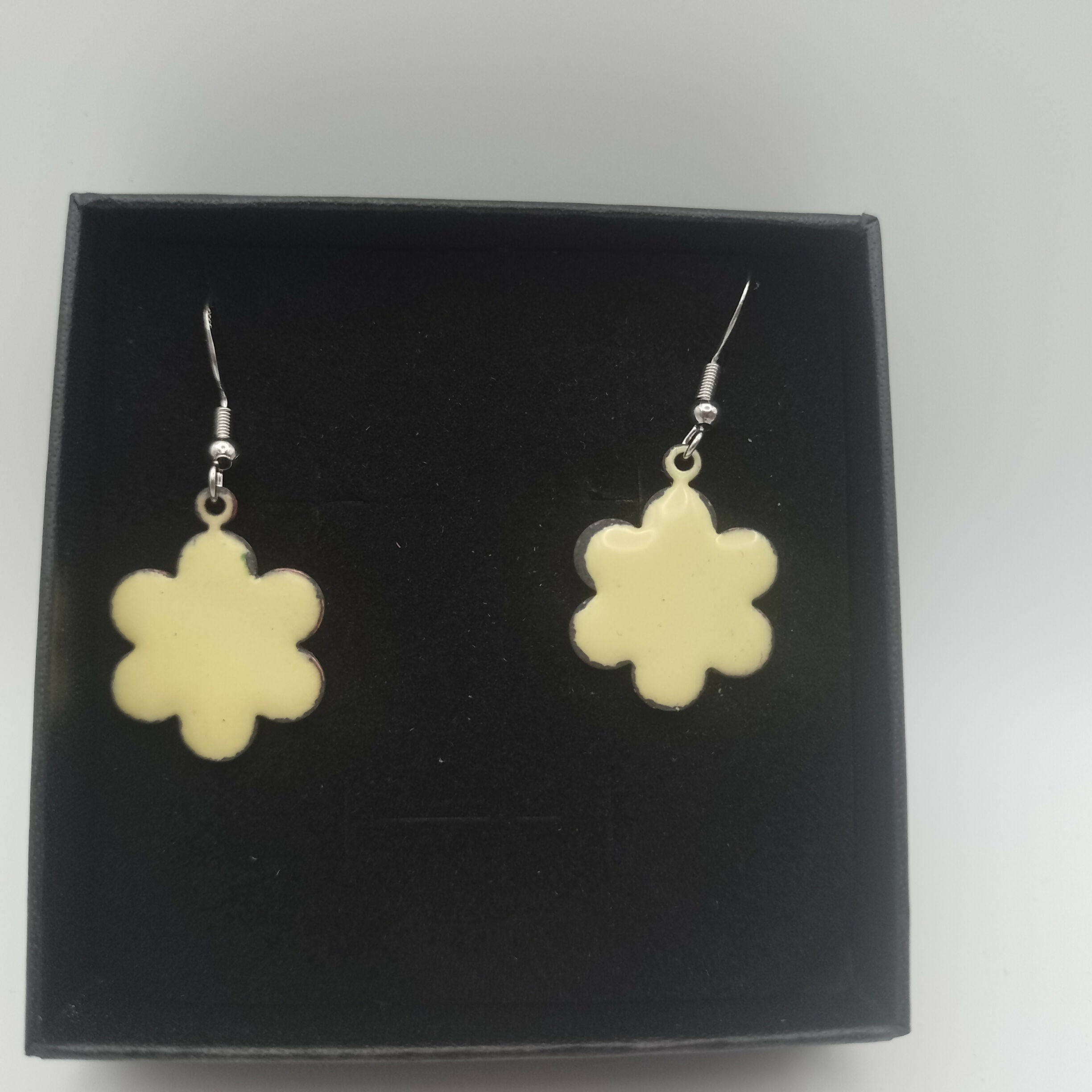 Yellow Enamel Flower Earrings