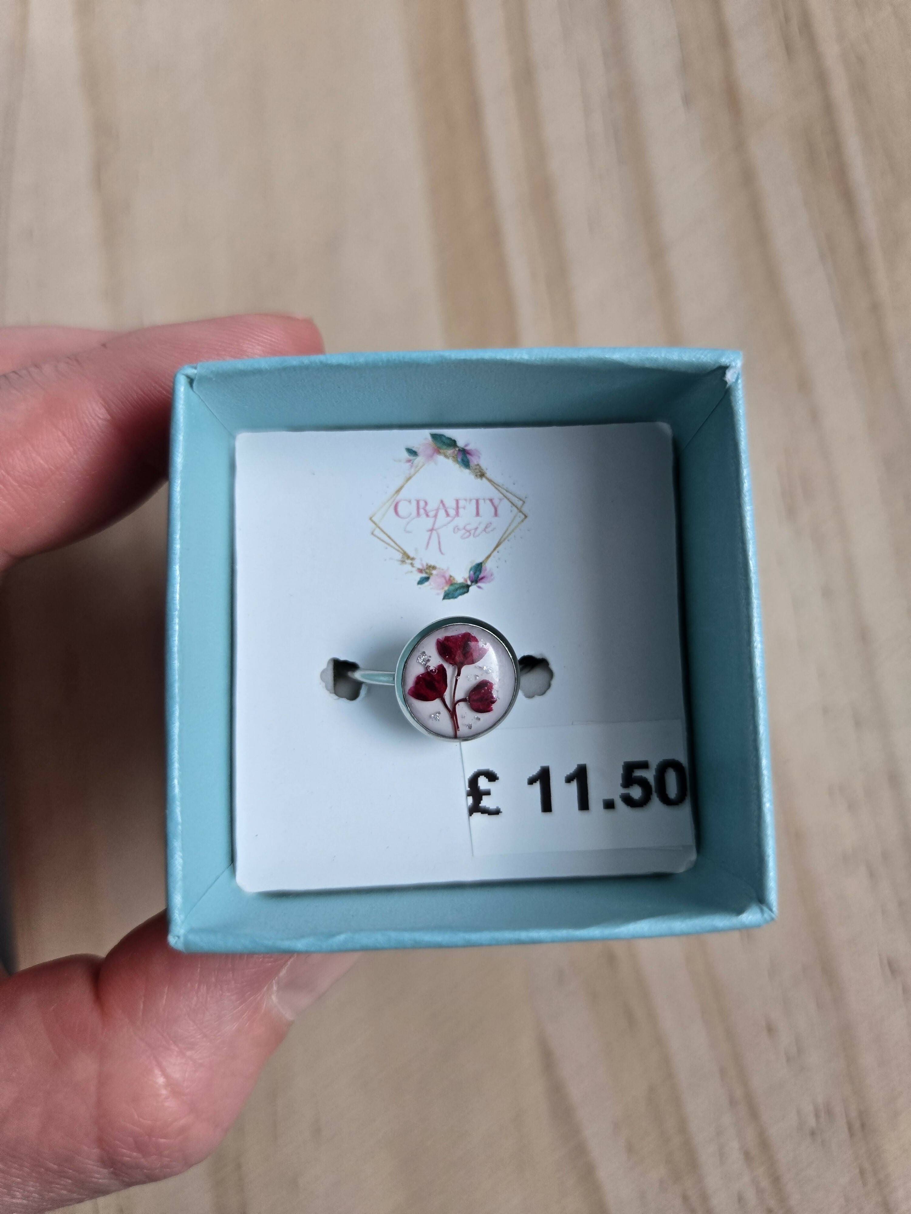 Stainless Steel Real Gypsophila Flowers Ring
