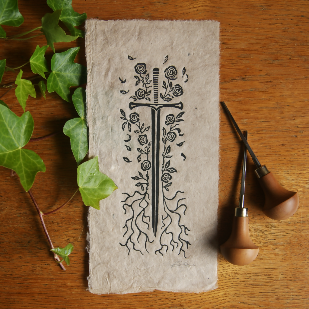 MEDIEVAL SWORD LINO PRINT