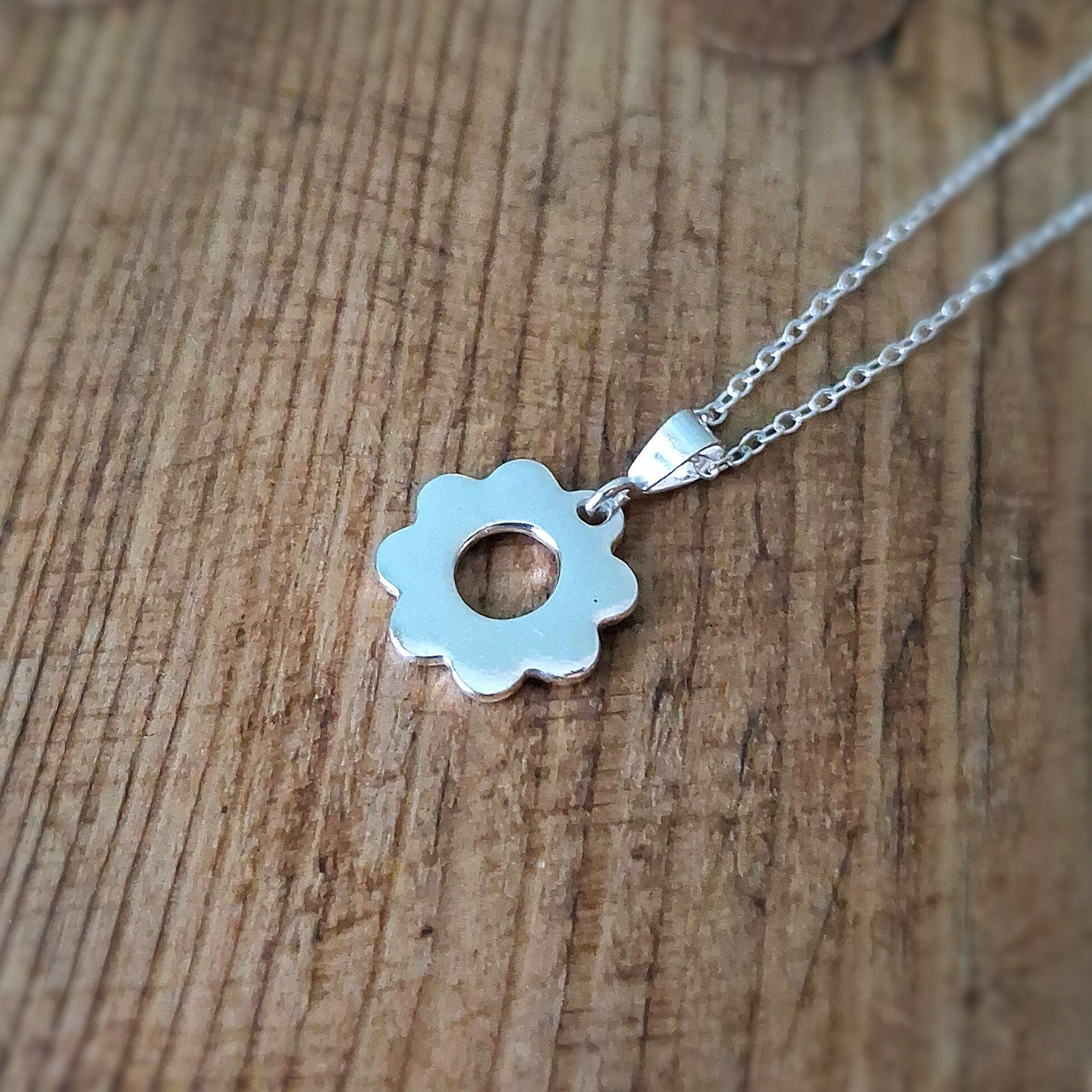 Handmade Silver Flower Charm Necklace