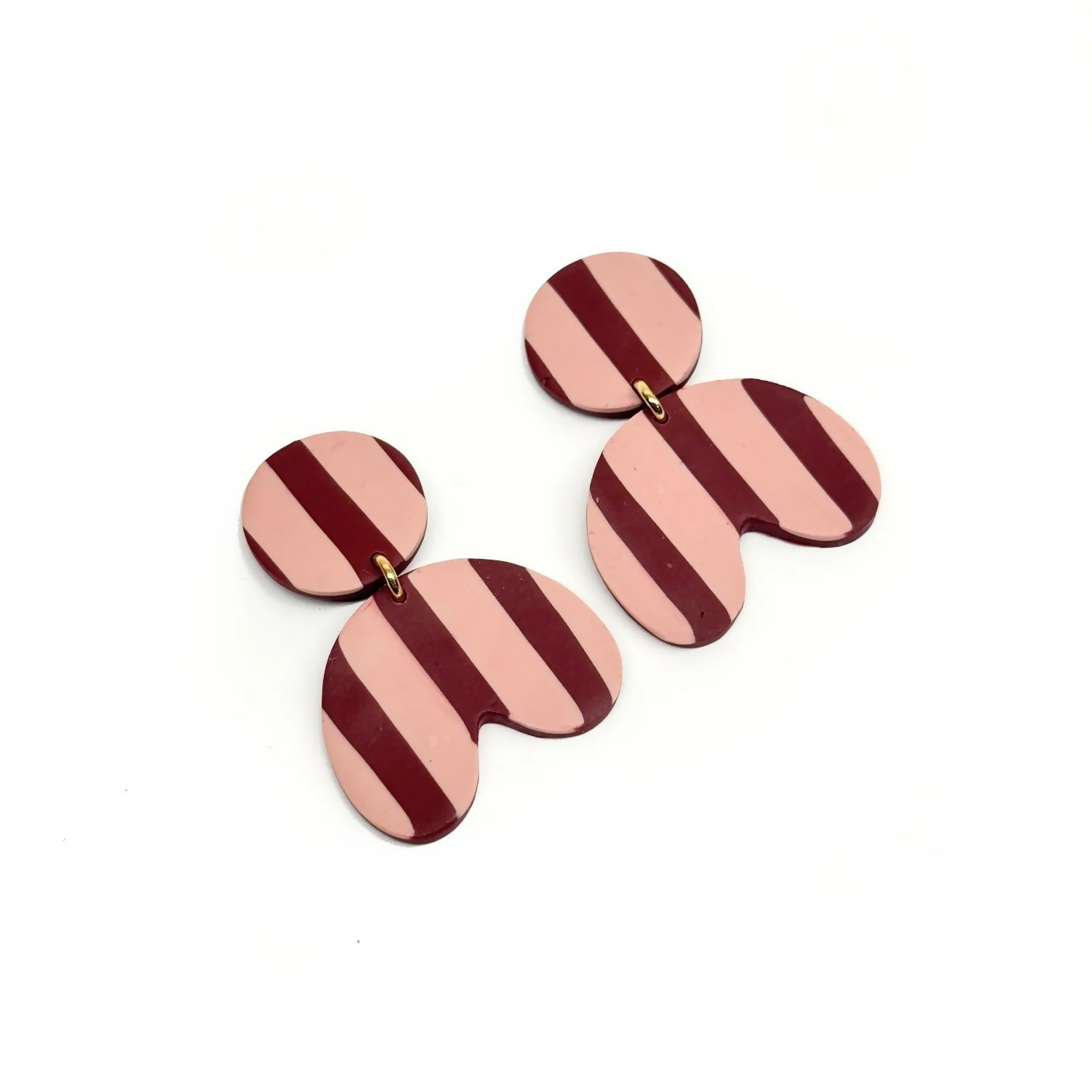 Mavis Burgundy and Pink Statement Stripe Earrings