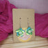 Funky Green Flower Polymer Clay Earrings With Smiley Detail