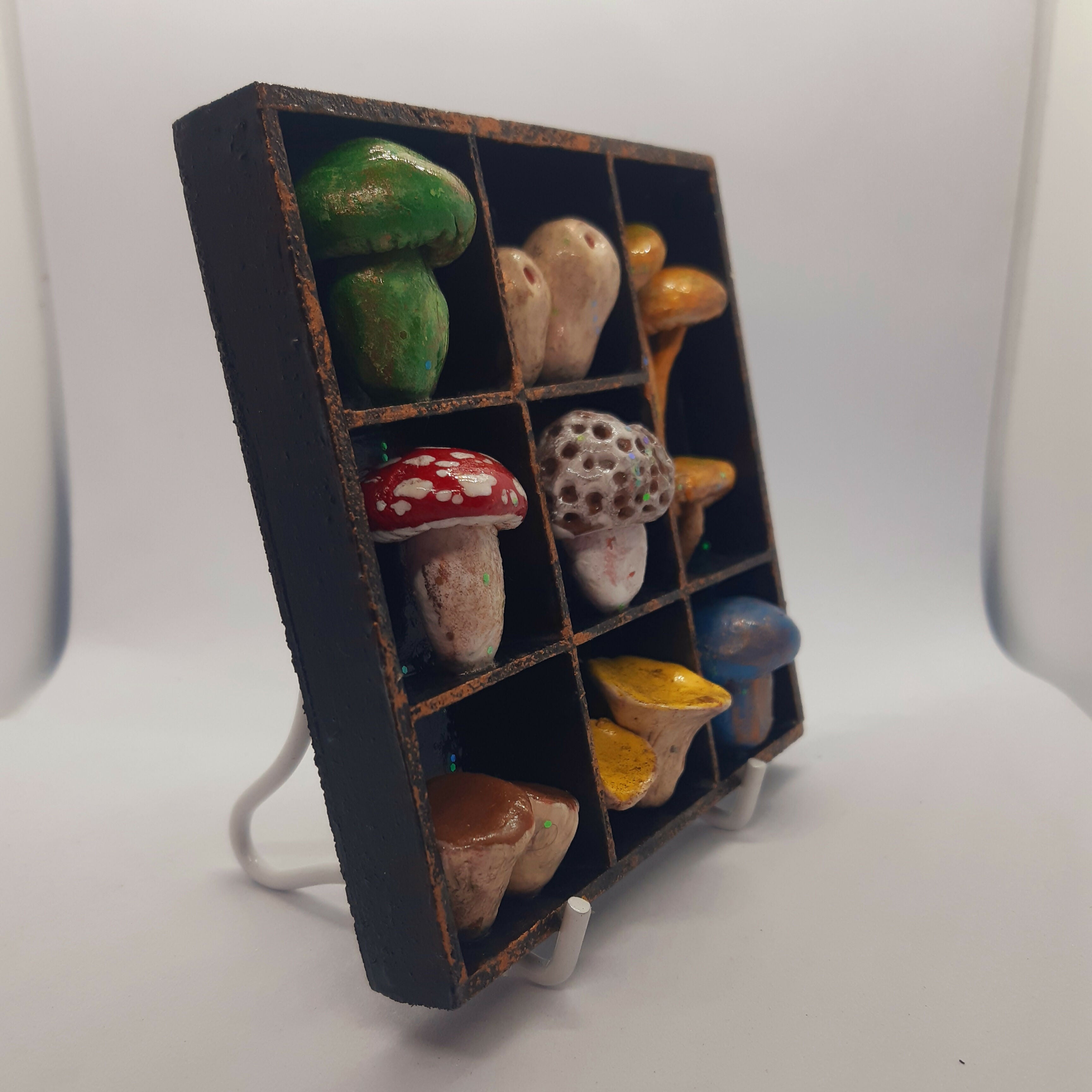 Clay Toadstool Small Wooden Black Painted Trinket Tray