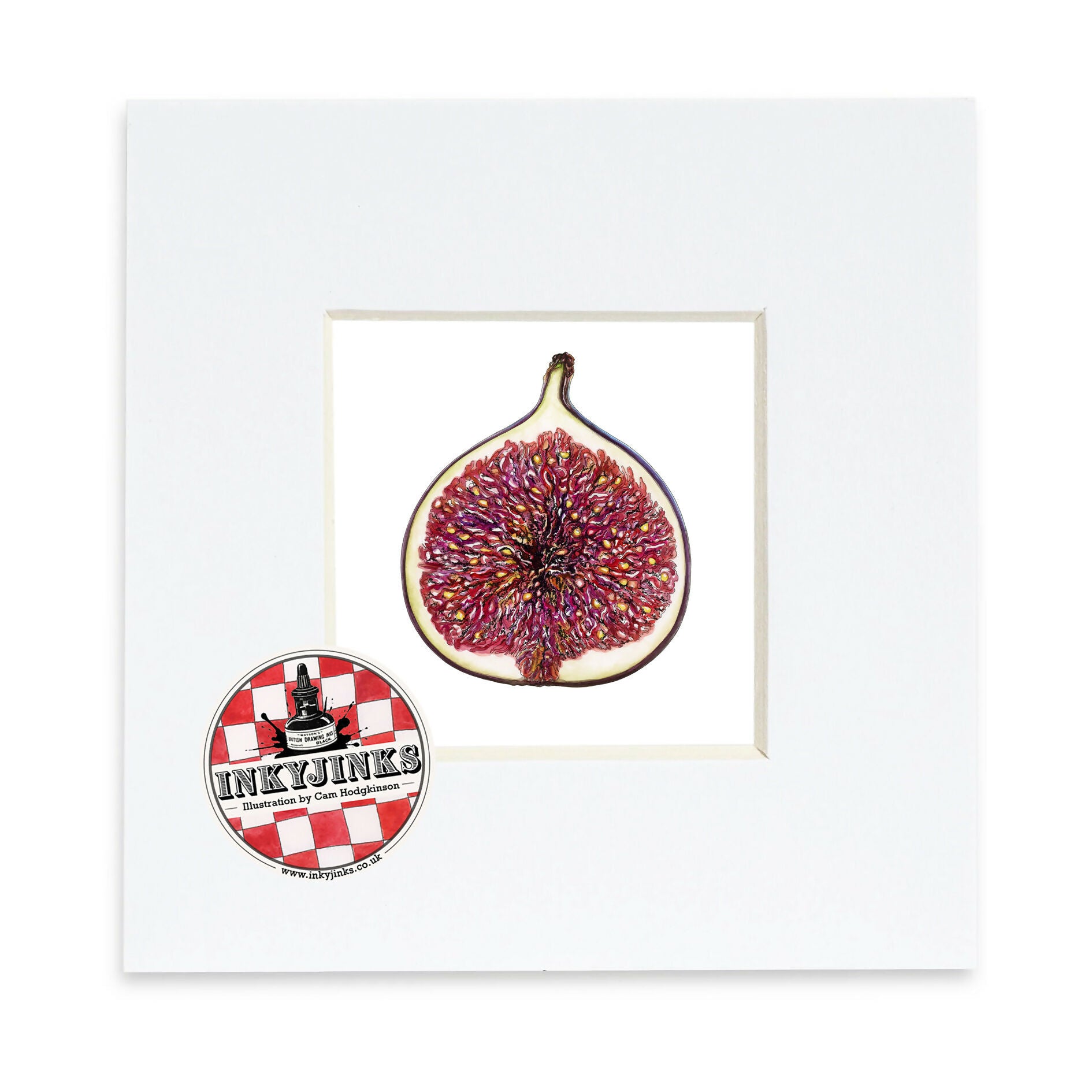 4” x 4” Mini Mounted Giclée Print of a Fig