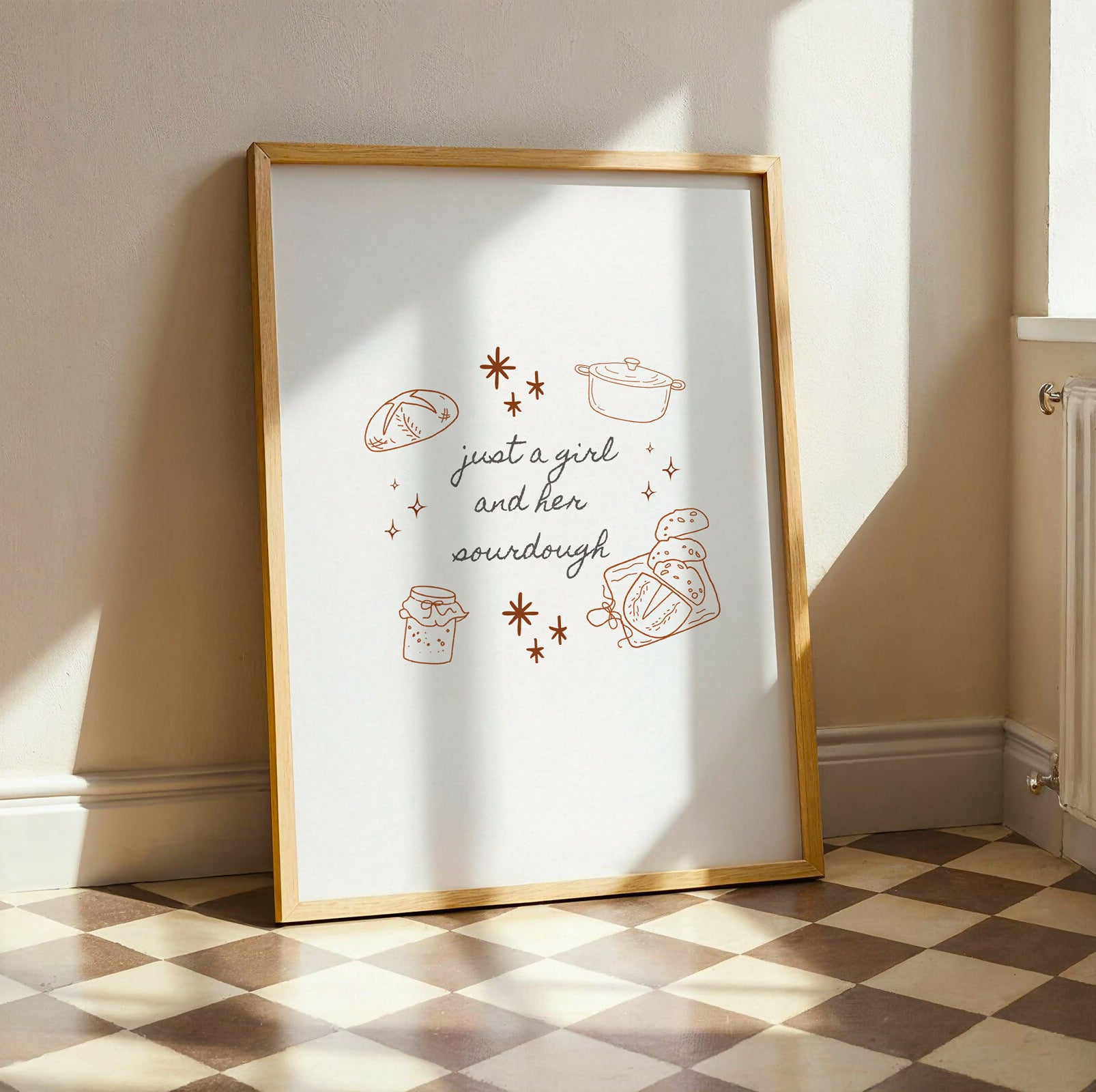 Just A Girl And Her Sourdough Illustrated Print
