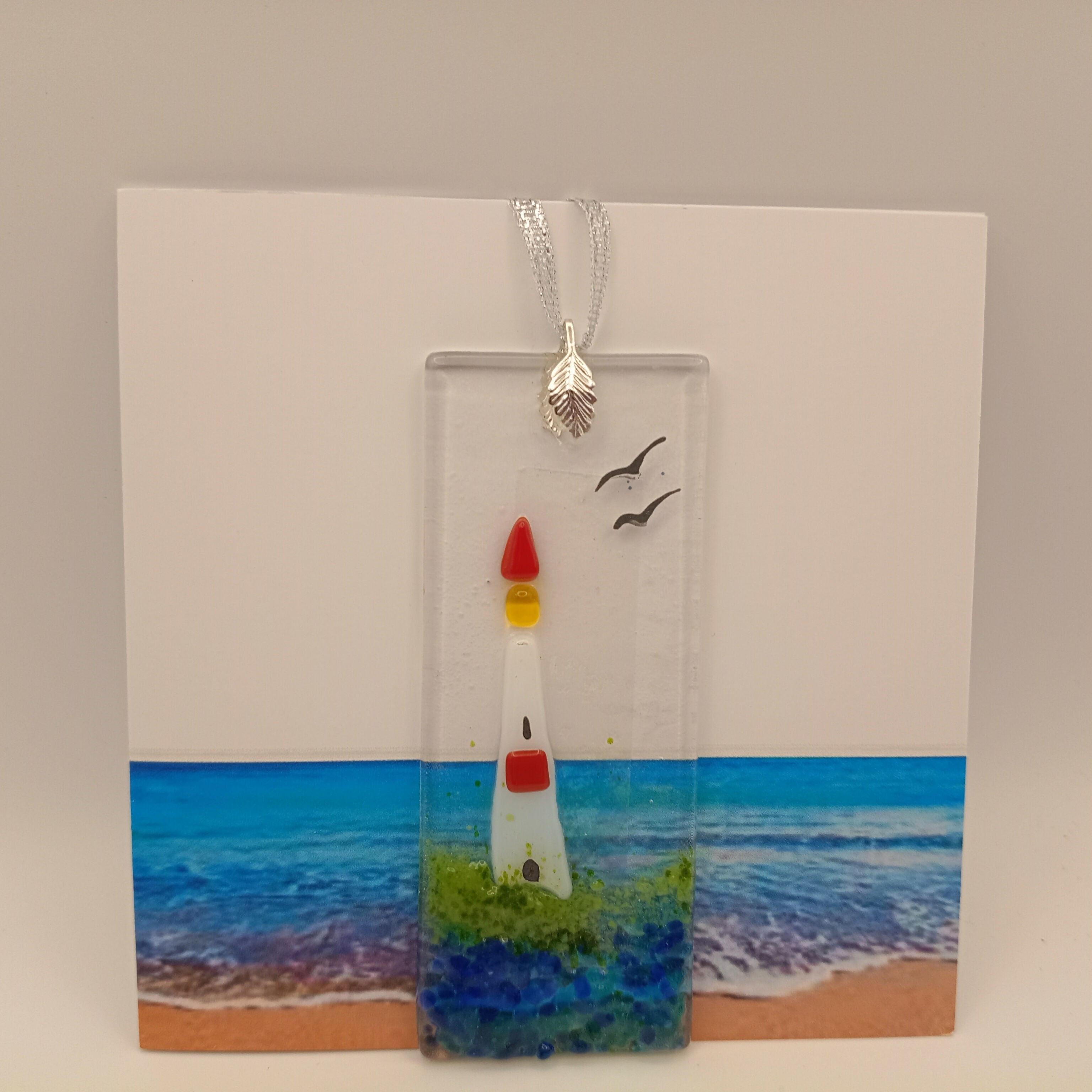 Fused Glass Lighthouse Card