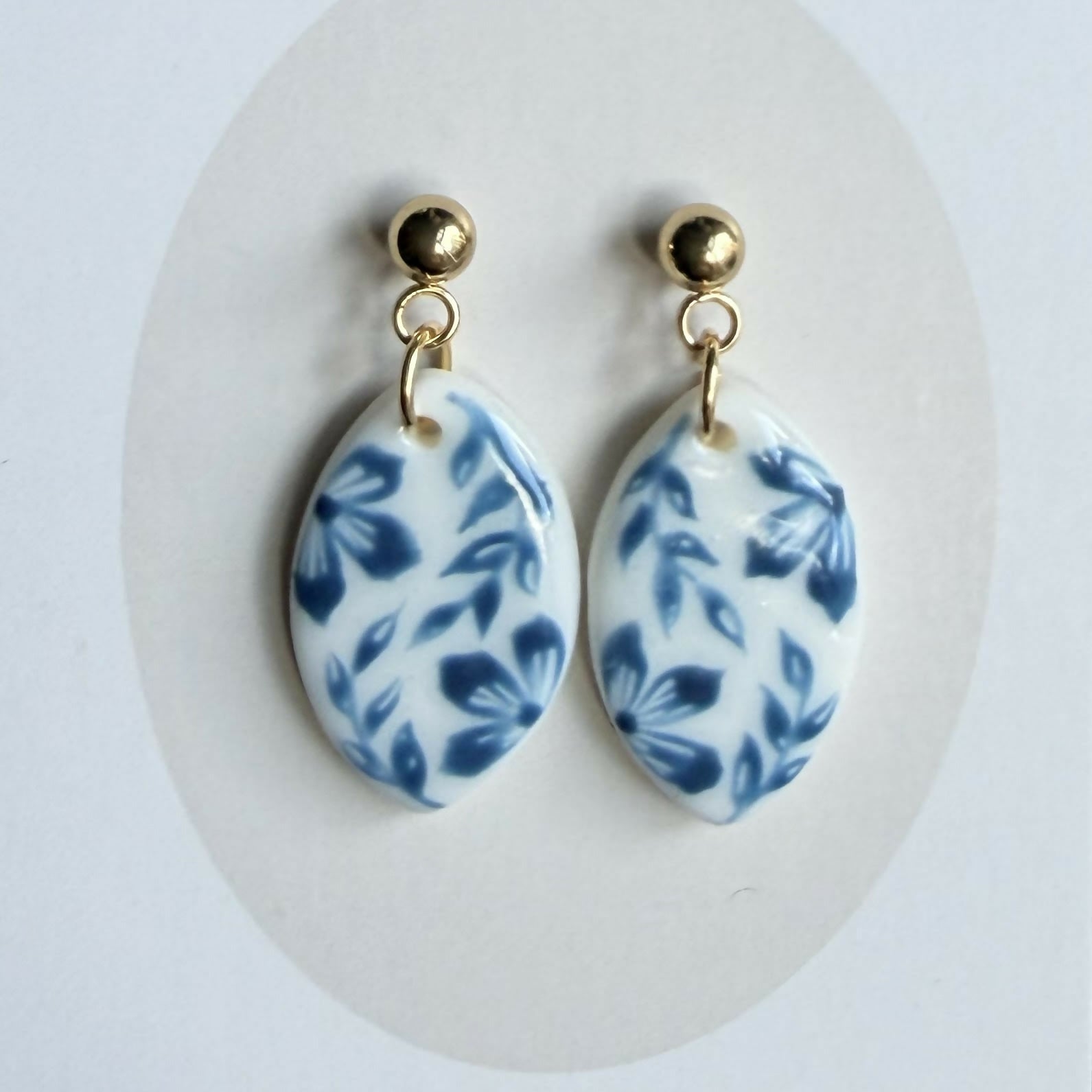 Blue Flowers Polymer Clay Earrings