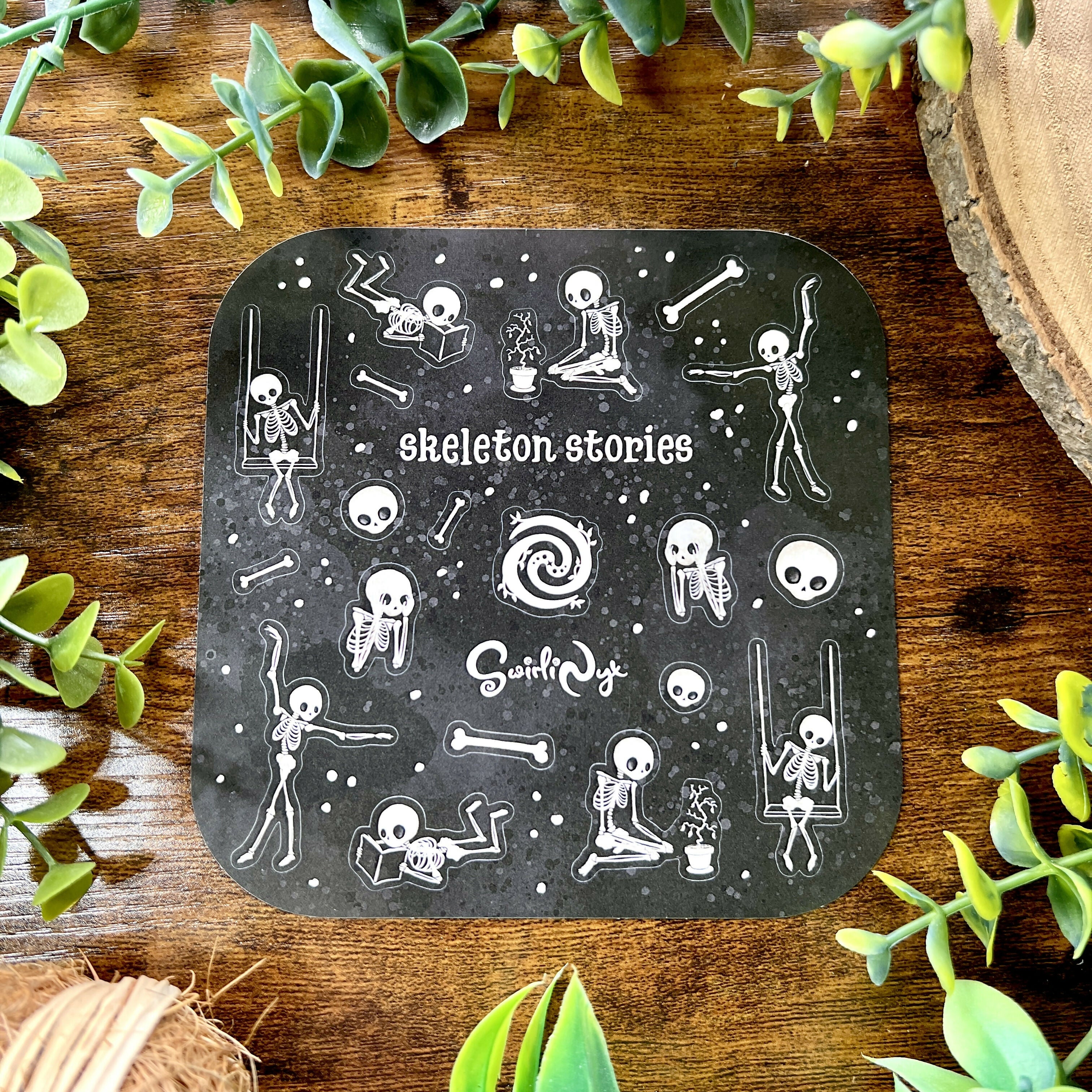 Skeleton Stories White Sticker Sheet