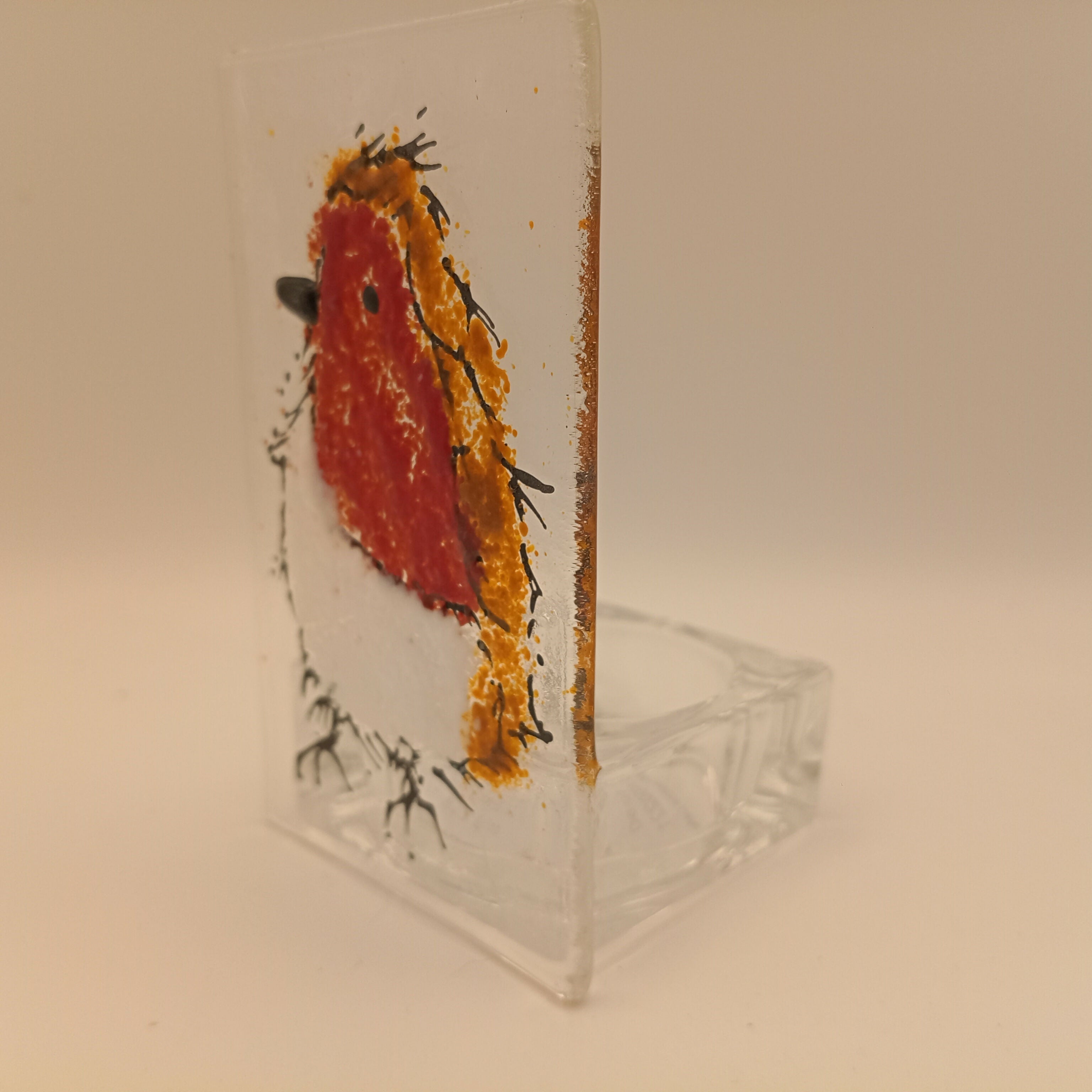 Fused Glass Robin Tealight