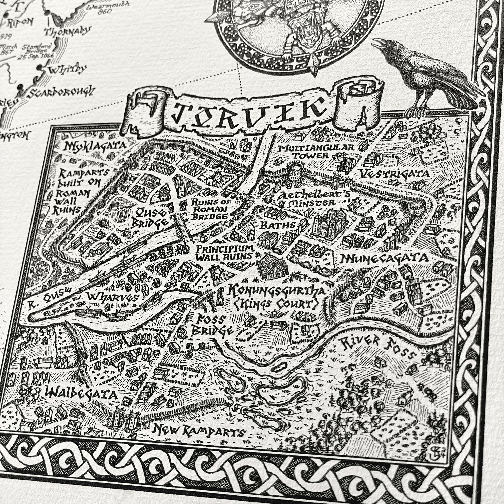 Viking Britain Map Hand Drawn Fine Art Print