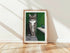 Tabby Cat Green Art Print A4