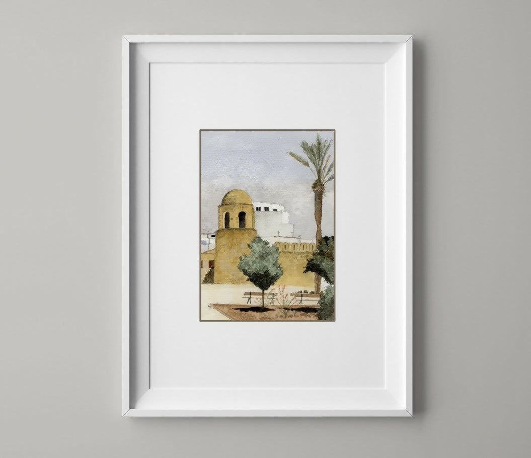 Ribat of Sousse Watercolour Print