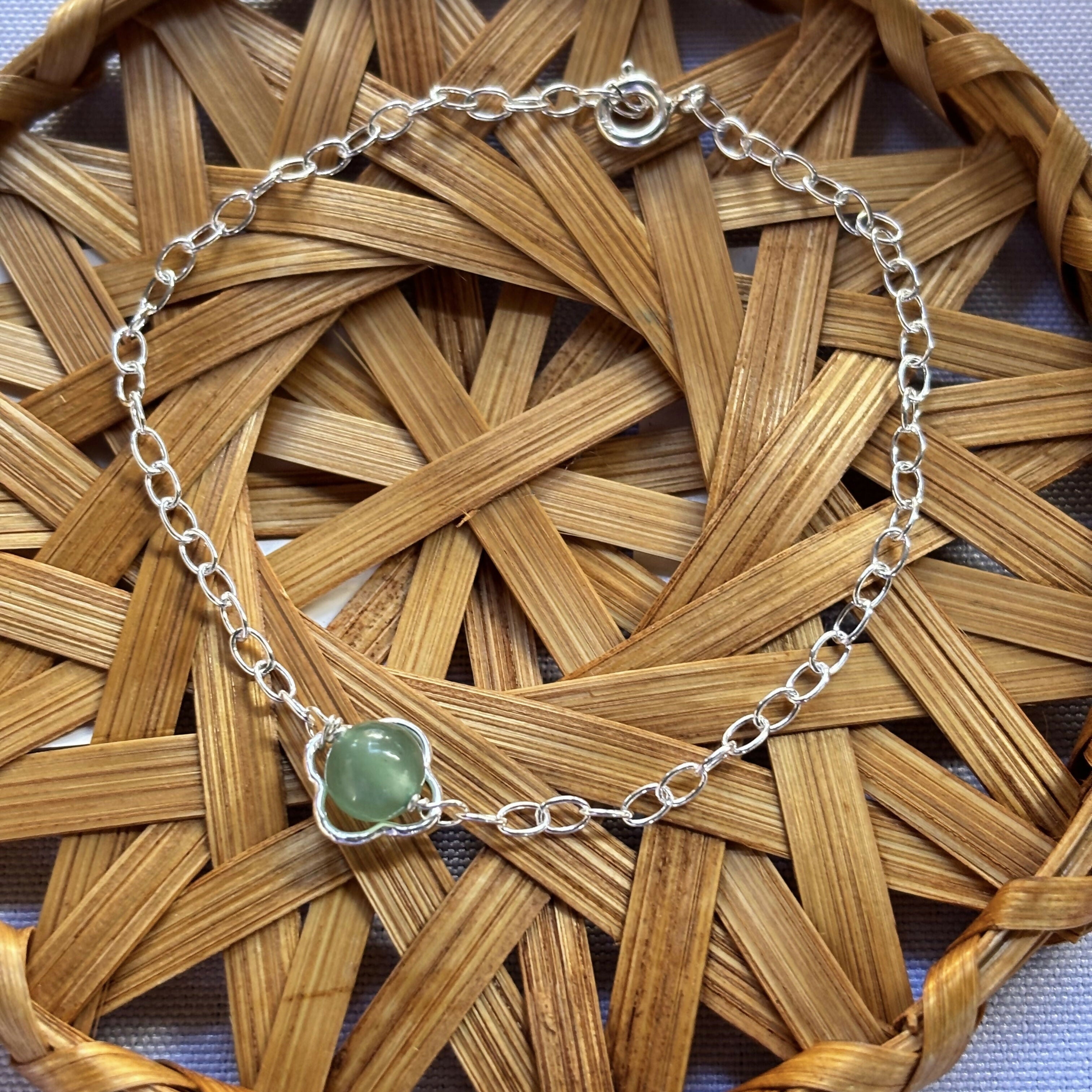 Sterling Silver Clover Gemstone Bracelet