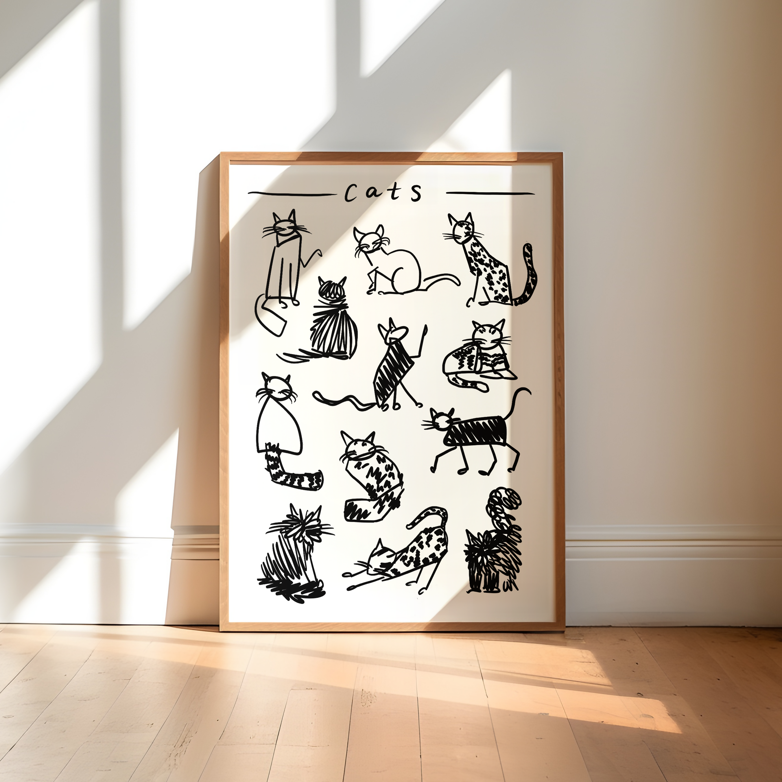 Black and White Cats Art Print