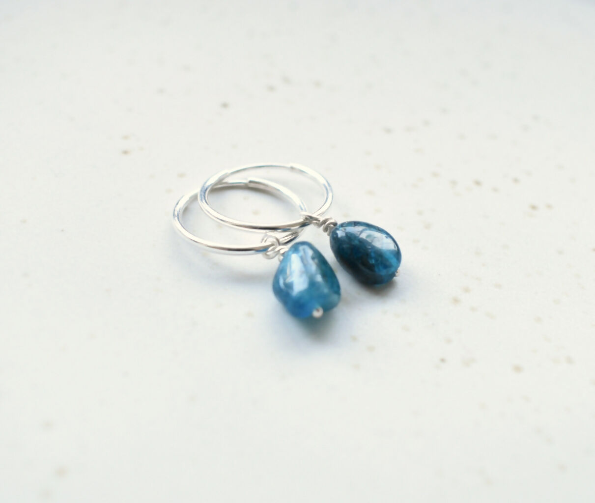 Sterling Silver & Apatite Drop Hoop Earrings
