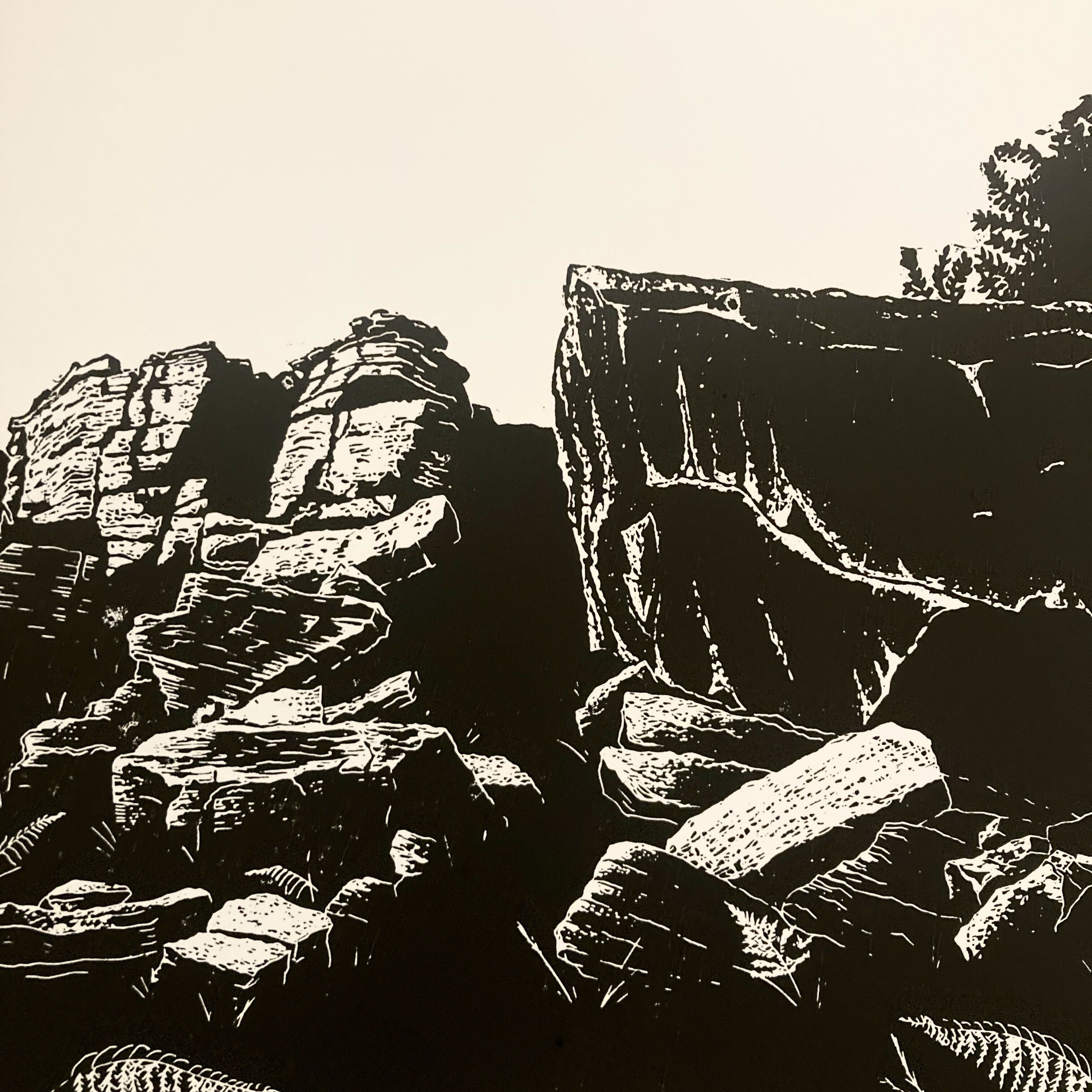 Stanage - A3 Hand Carved Lino Print On Card