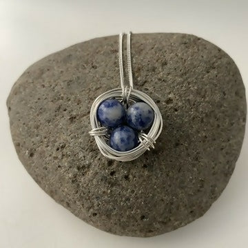 Sodalite Nest Necklace, Sterling Silver
