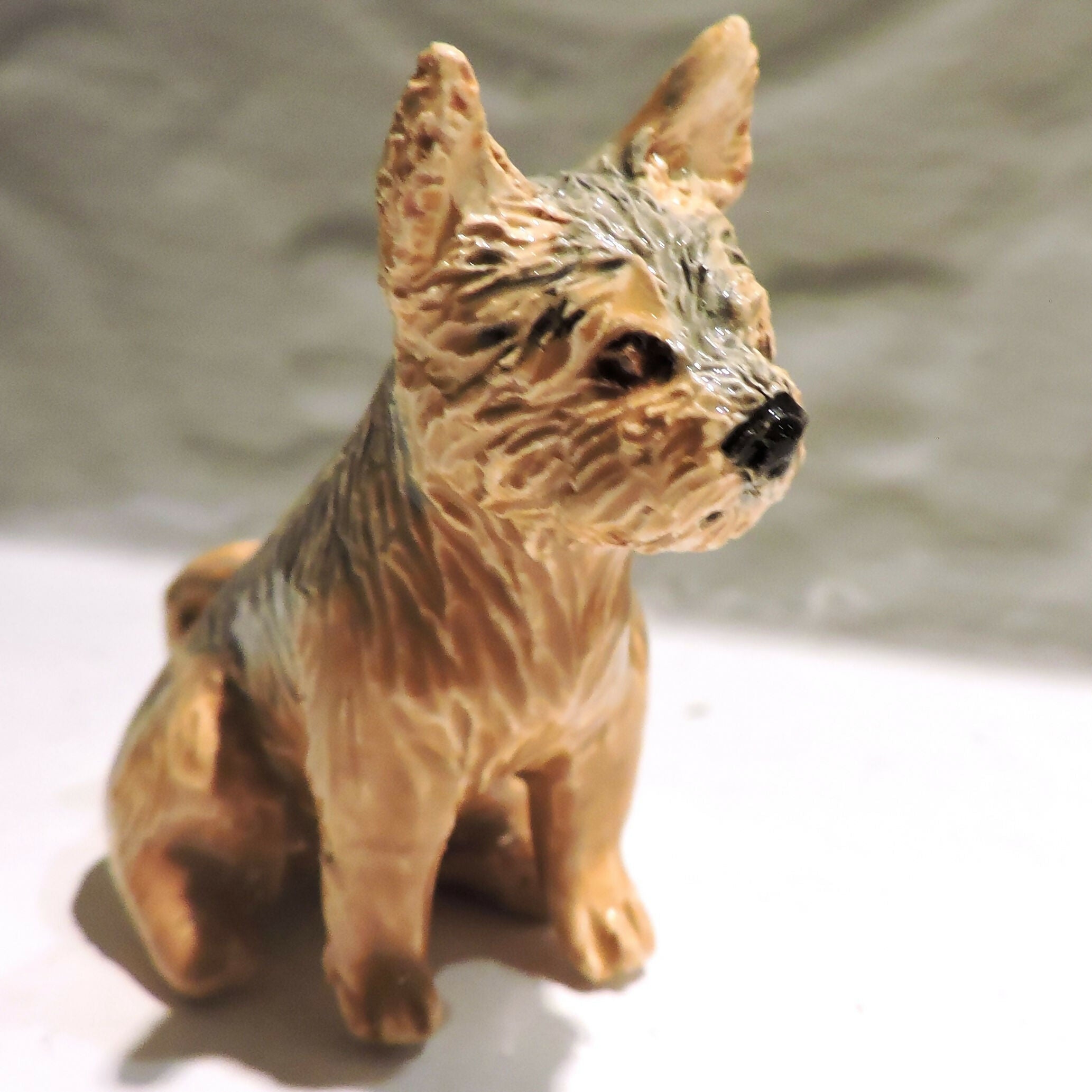 Ceramic Yorkshire Terrier dog sculpture