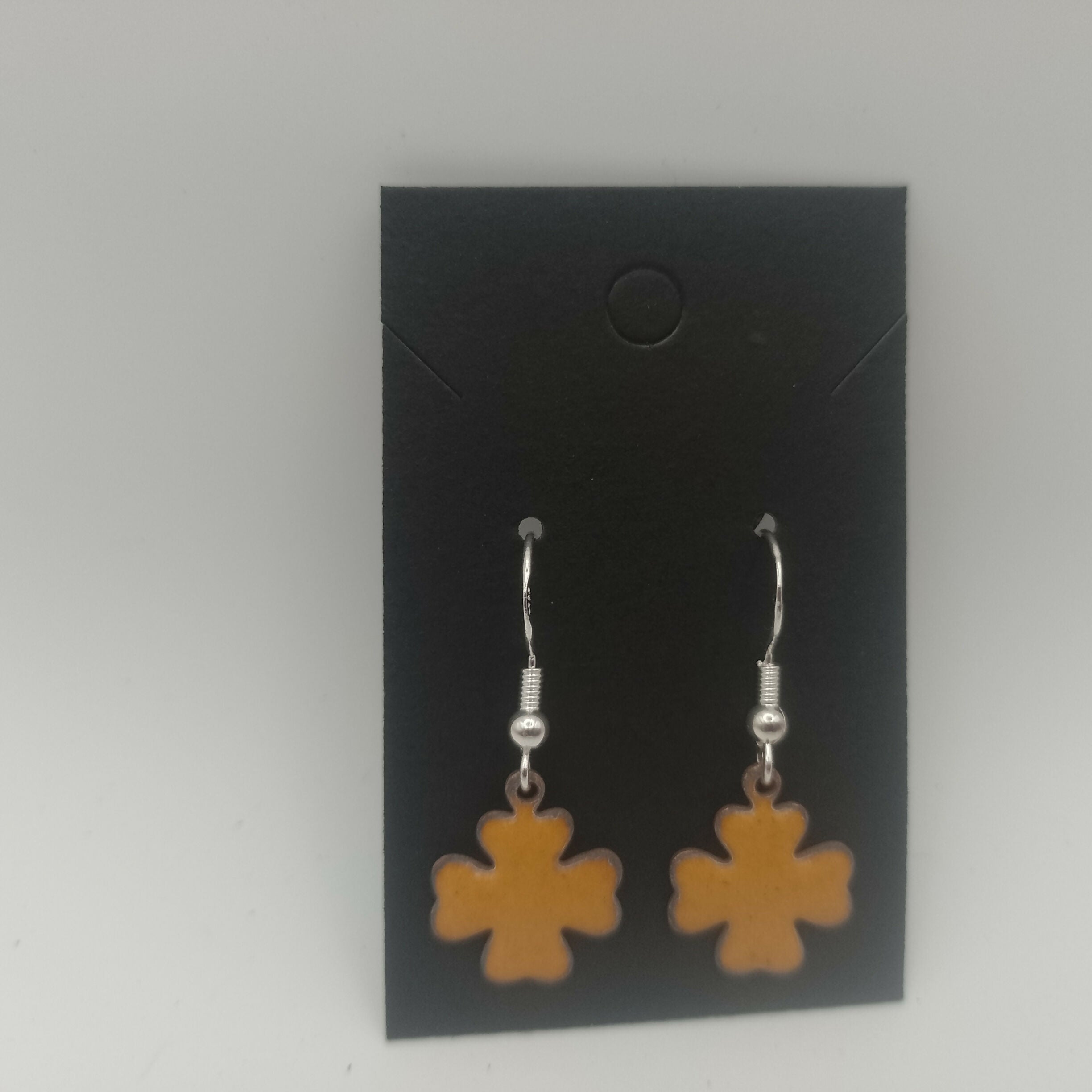 Sunflower Yellow Enamel Cross Earrings