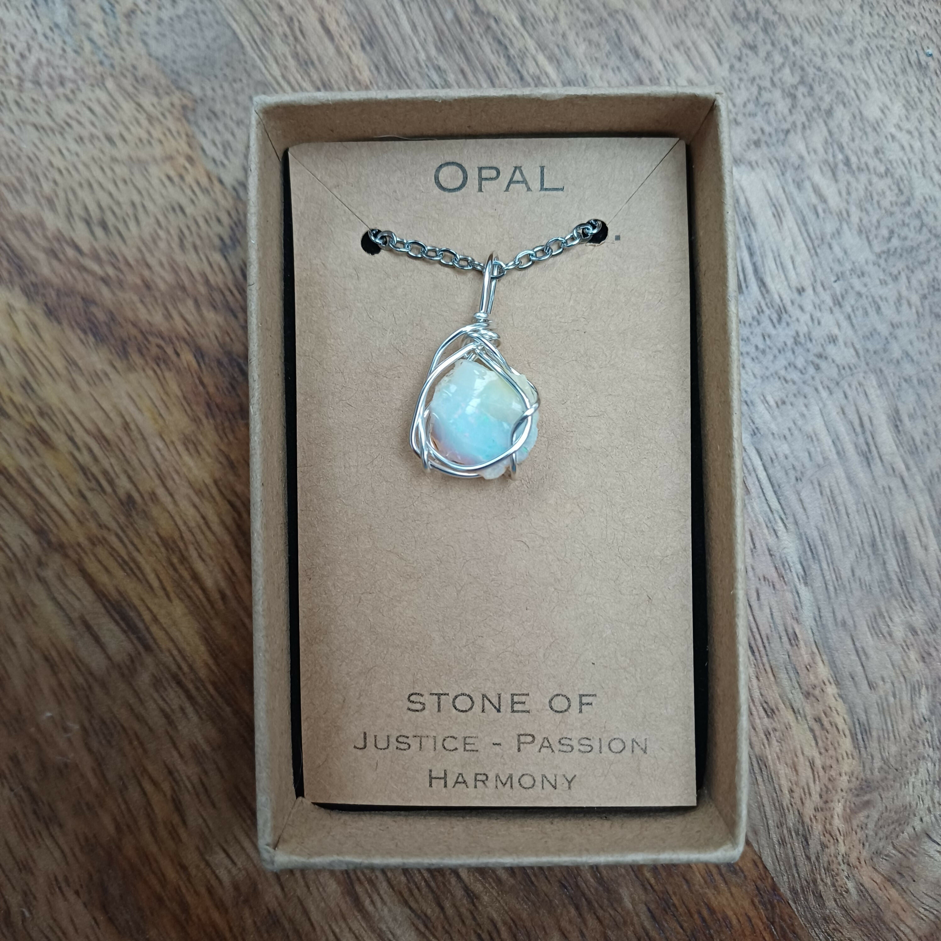 Opal Wire Wrapped Pendant