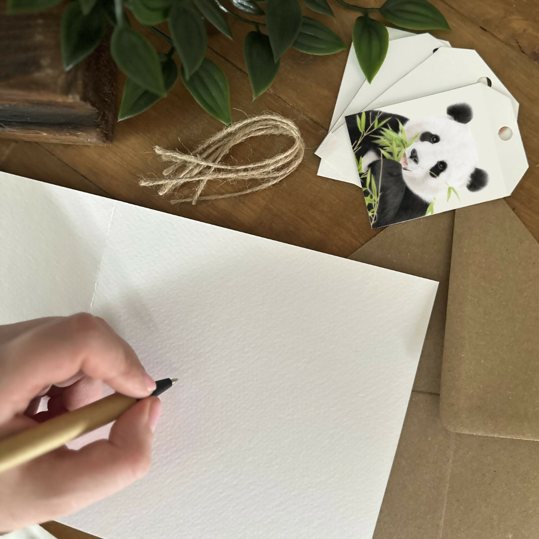 Panda Gift Tags – Set of 4 Tags – Cute Panda Illustration – Animal Lover Gift – Handmade