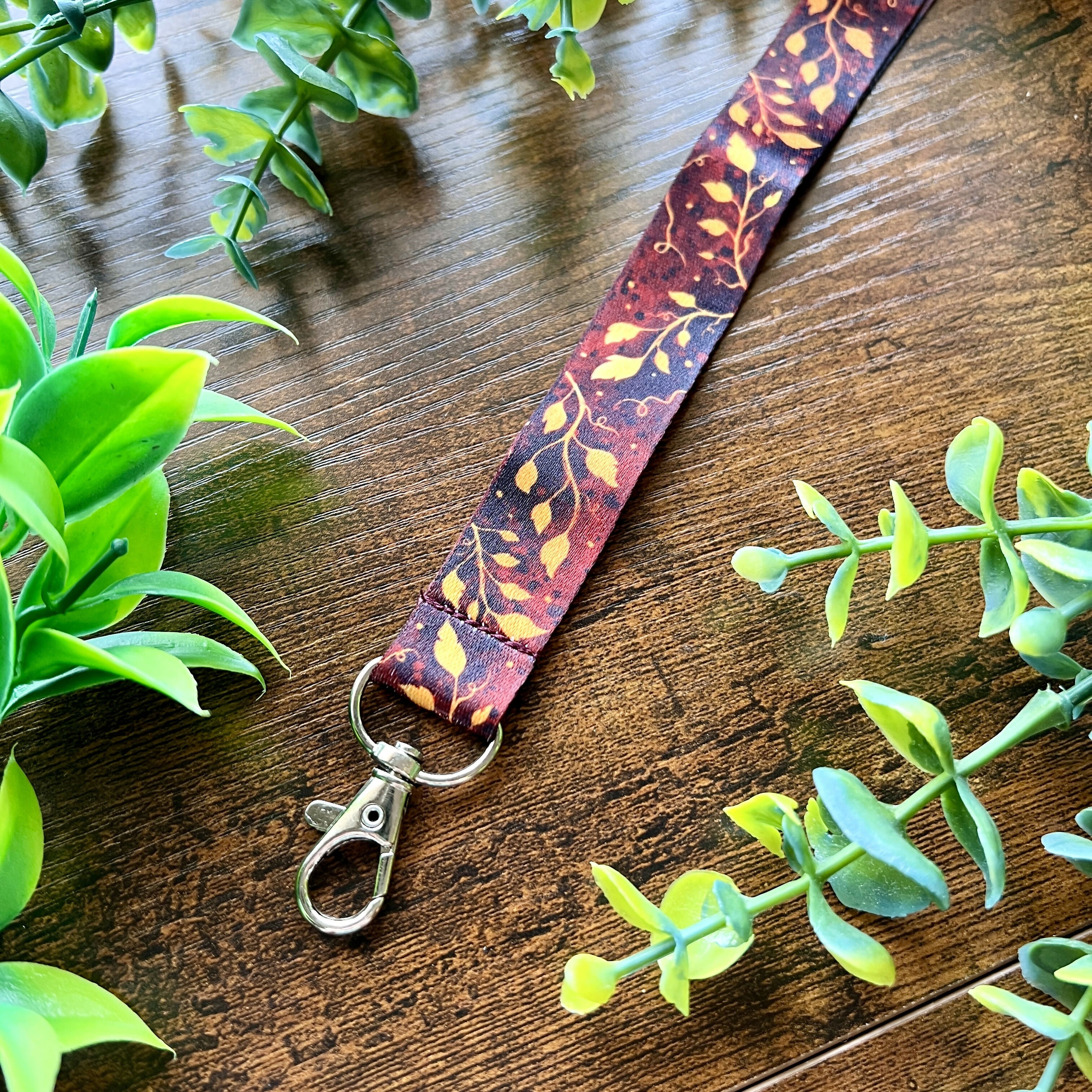 Ruby Leaves Lanyard