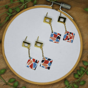 Mosaic Square Dangle Earrings