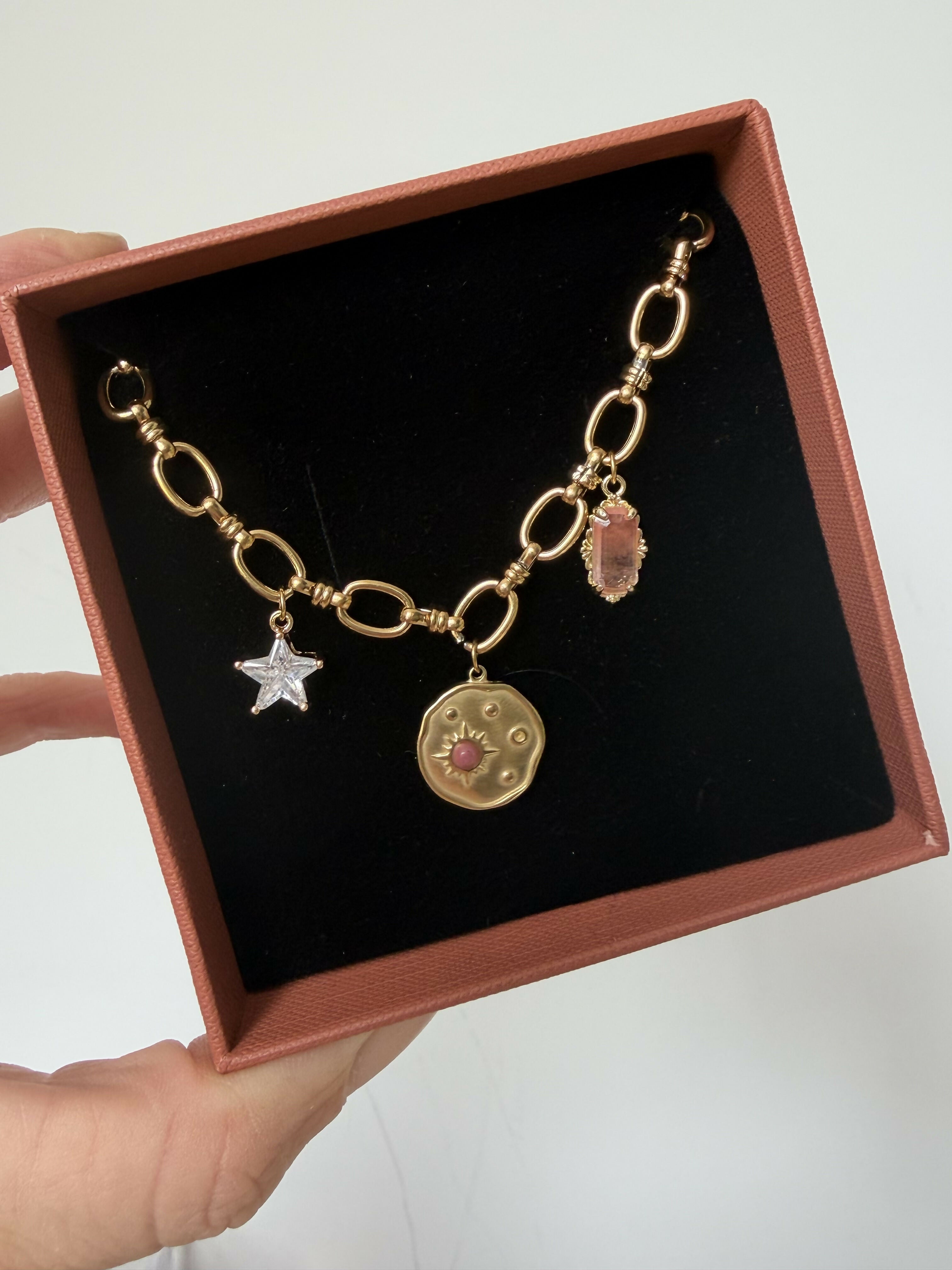 Celestial Disc Charm Necklace