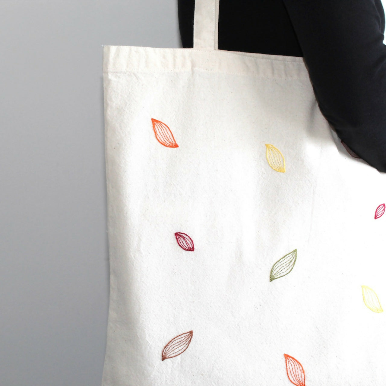 Autumn Leaves Embroidered Tote