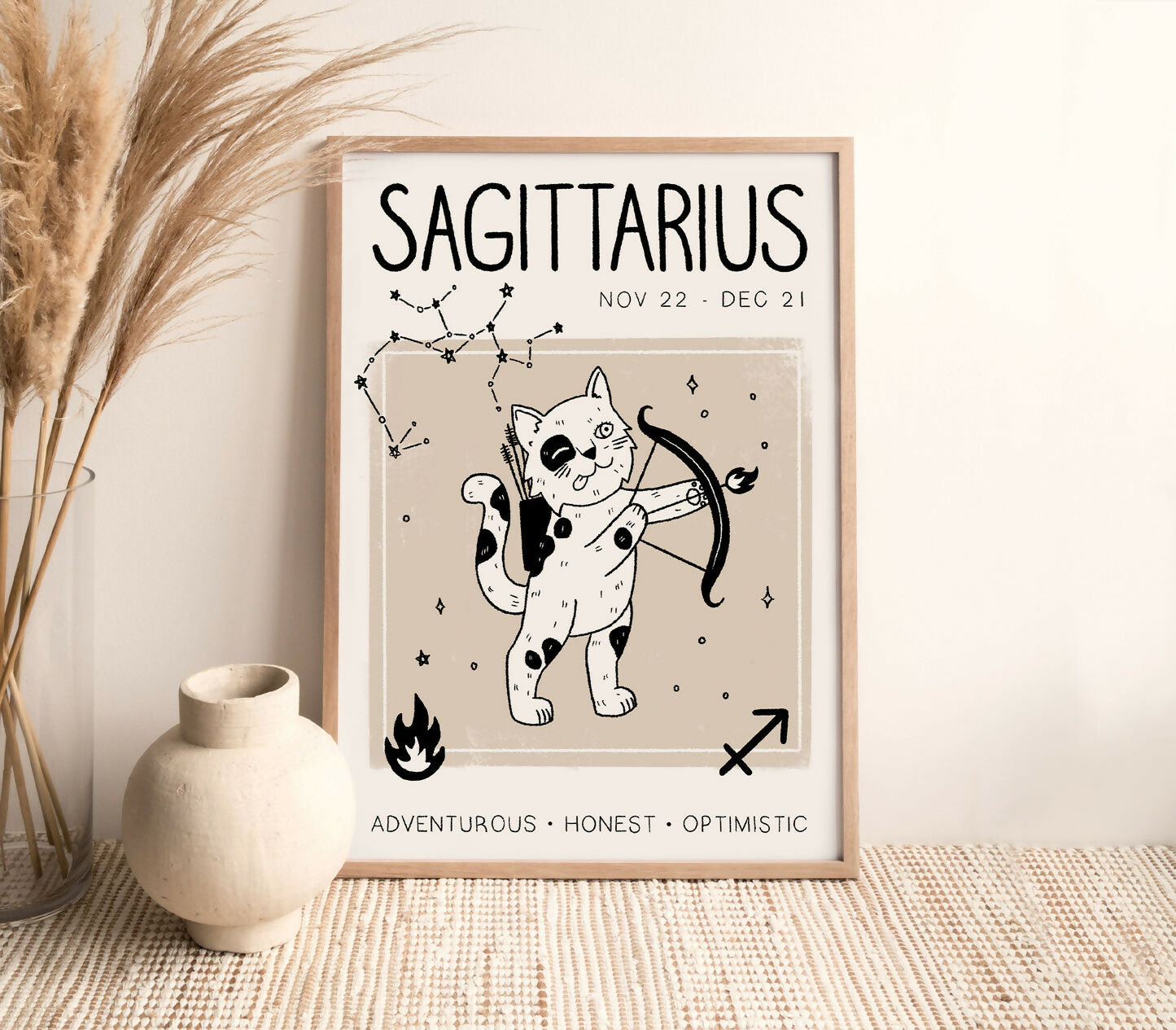 Sagittarius Star Sign Cat Print