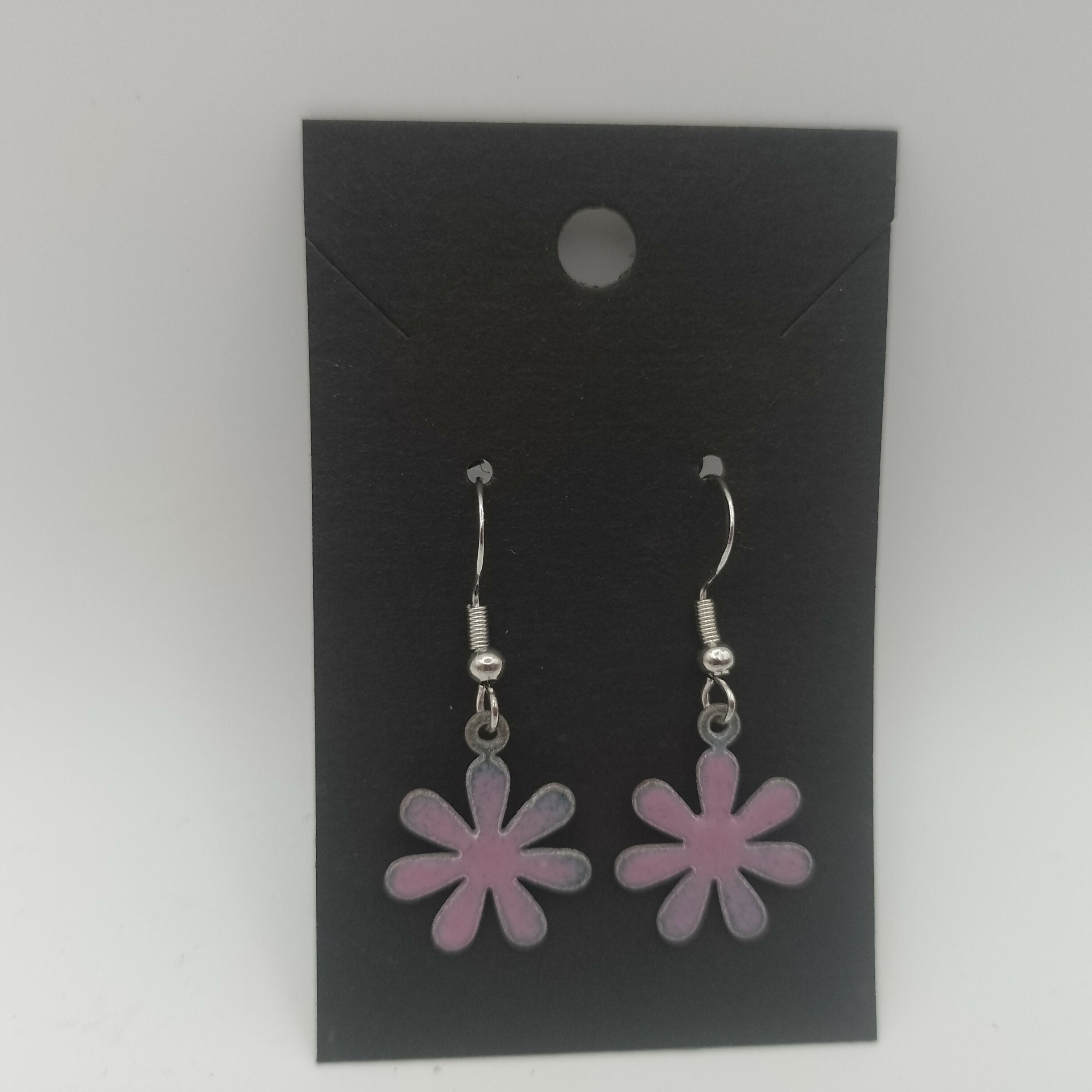Pink Enamel Flower Earrings