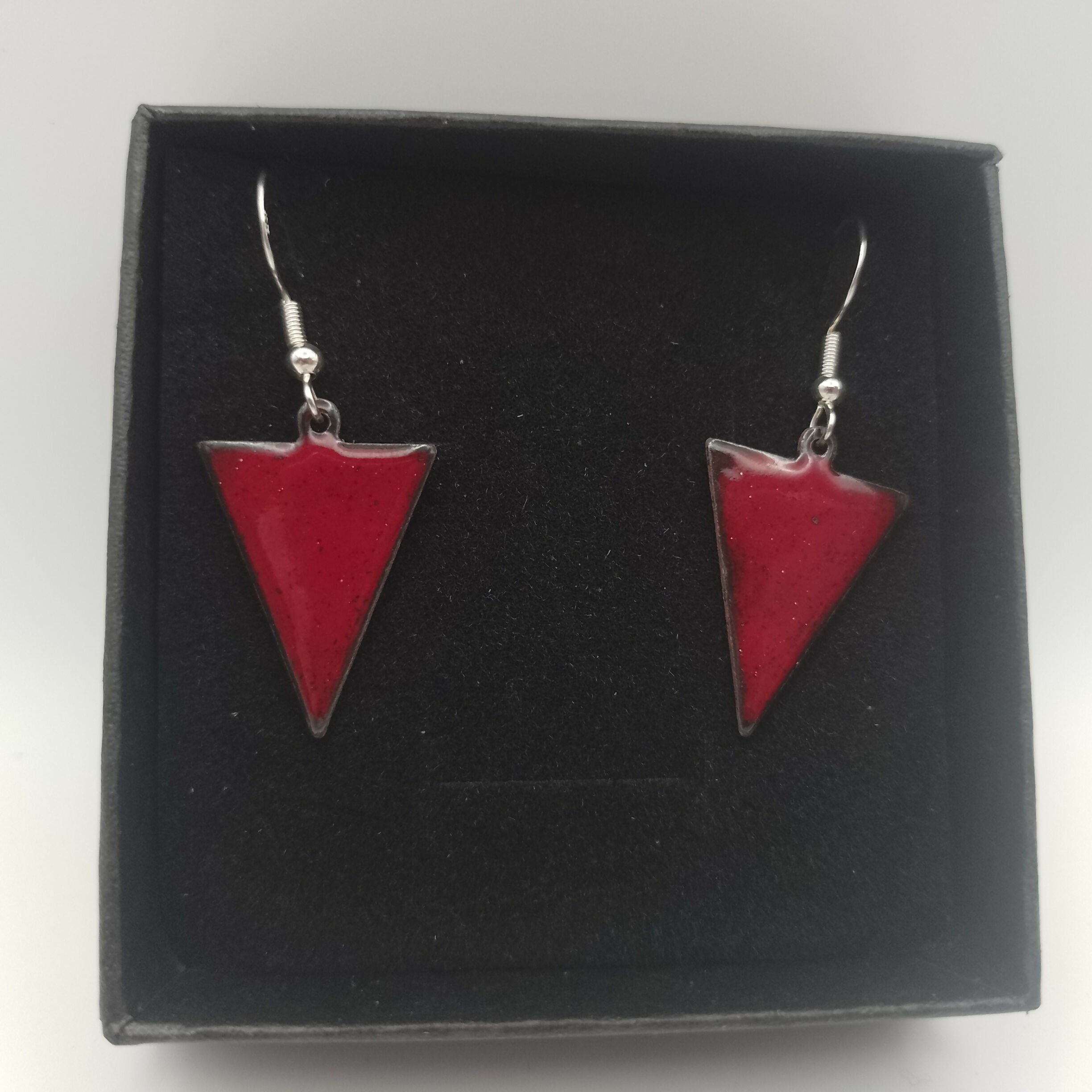 Red Enamel Earrings
