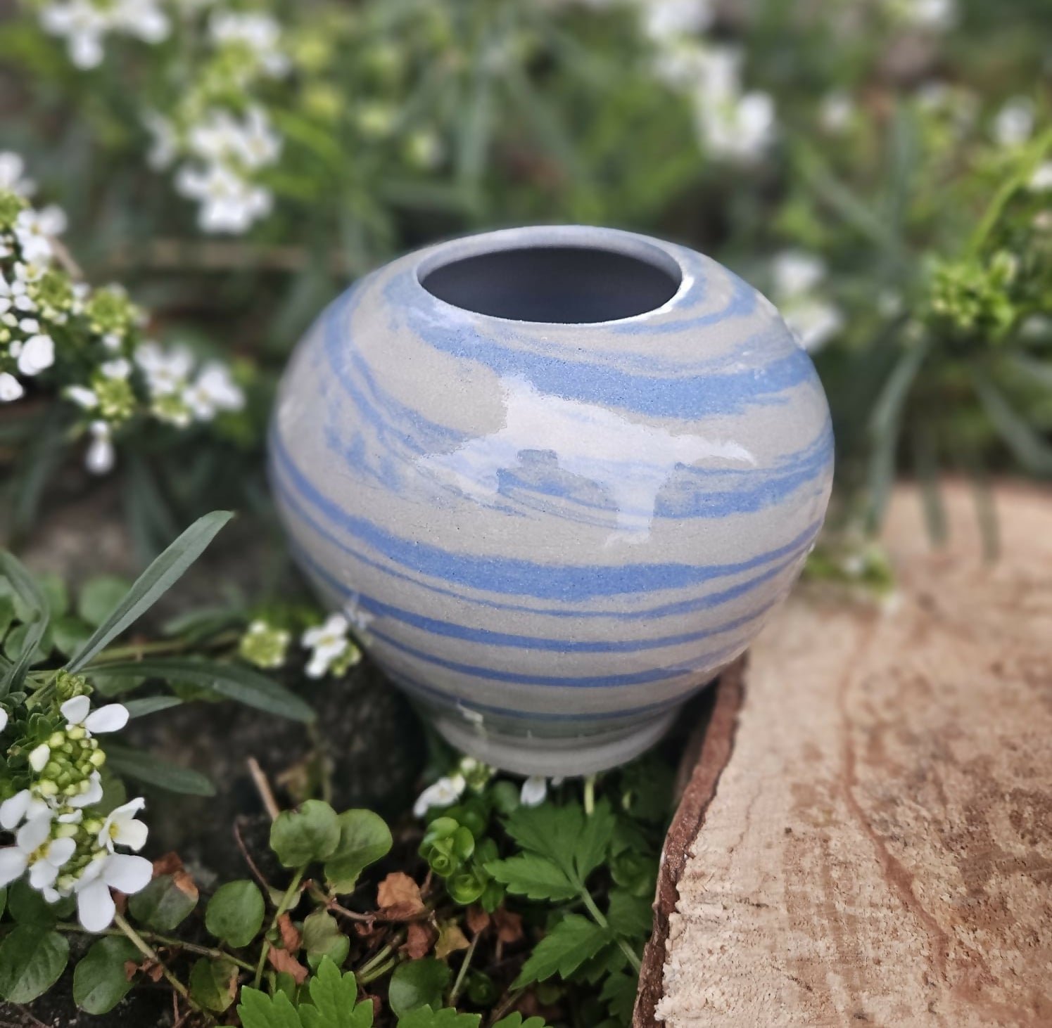 Blue Sphere Stoneware Vase