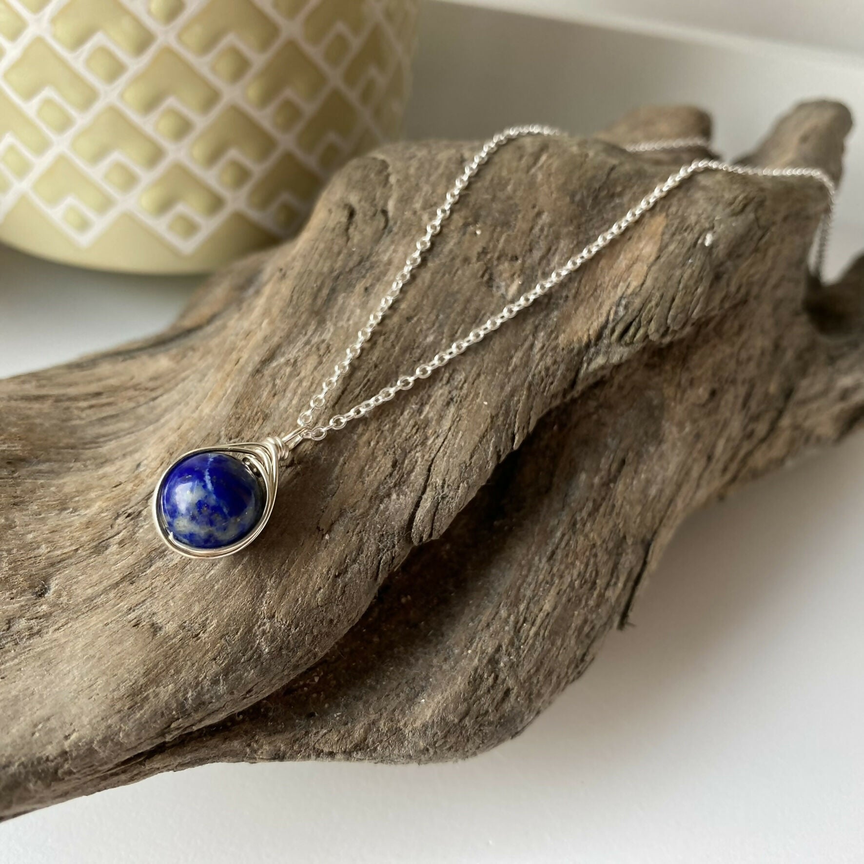 Lapis Lazuli Drop Necklace, Sterling Silver