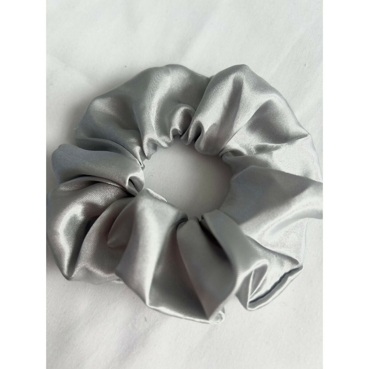 Silver Satin Christmas Hair Scrunchie